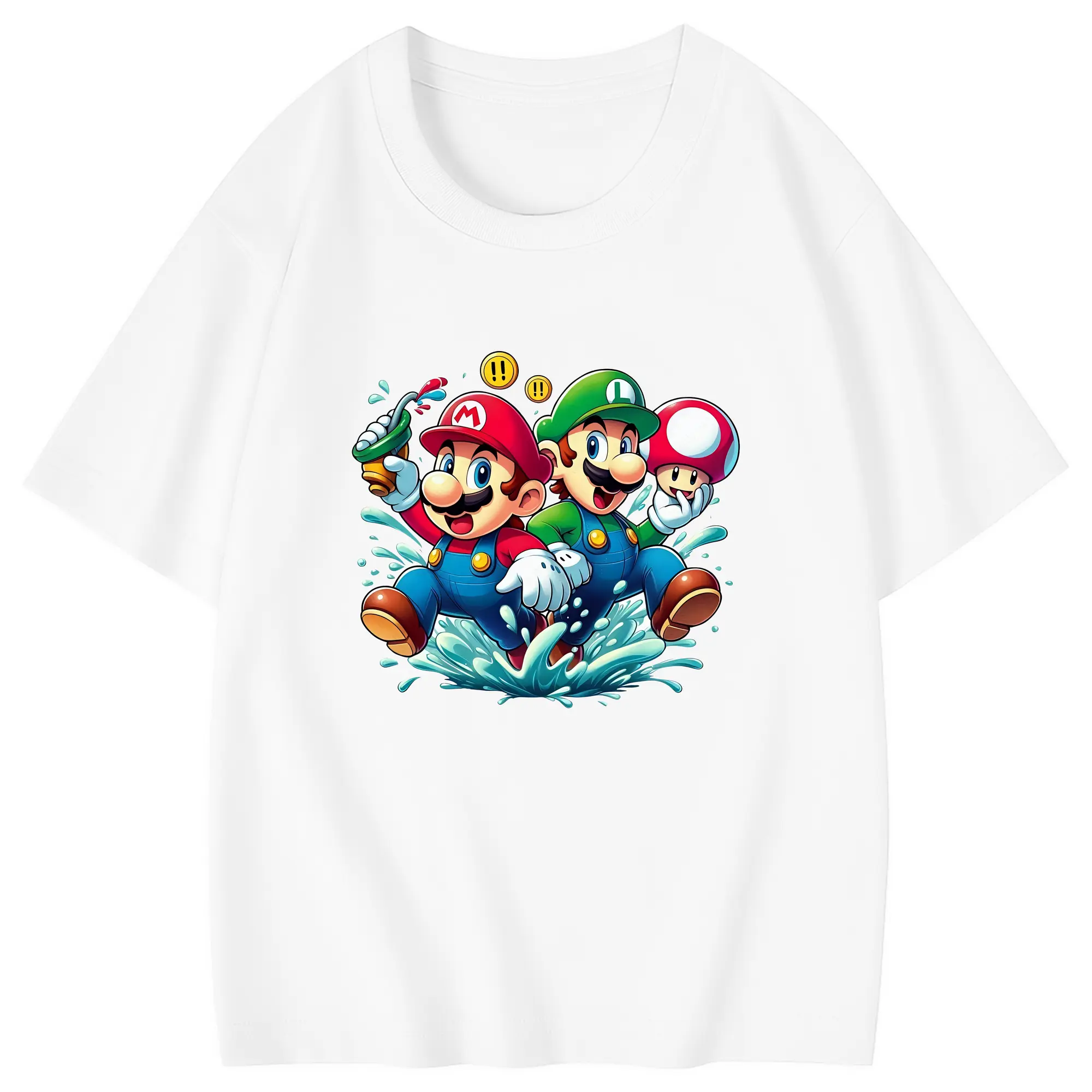マリオ グッズ ルイージ - 綿100％ キッズTシャツ ・ フロントプリント ・ 快適 通気性 ・ スポーツ カジュアル 散歩用