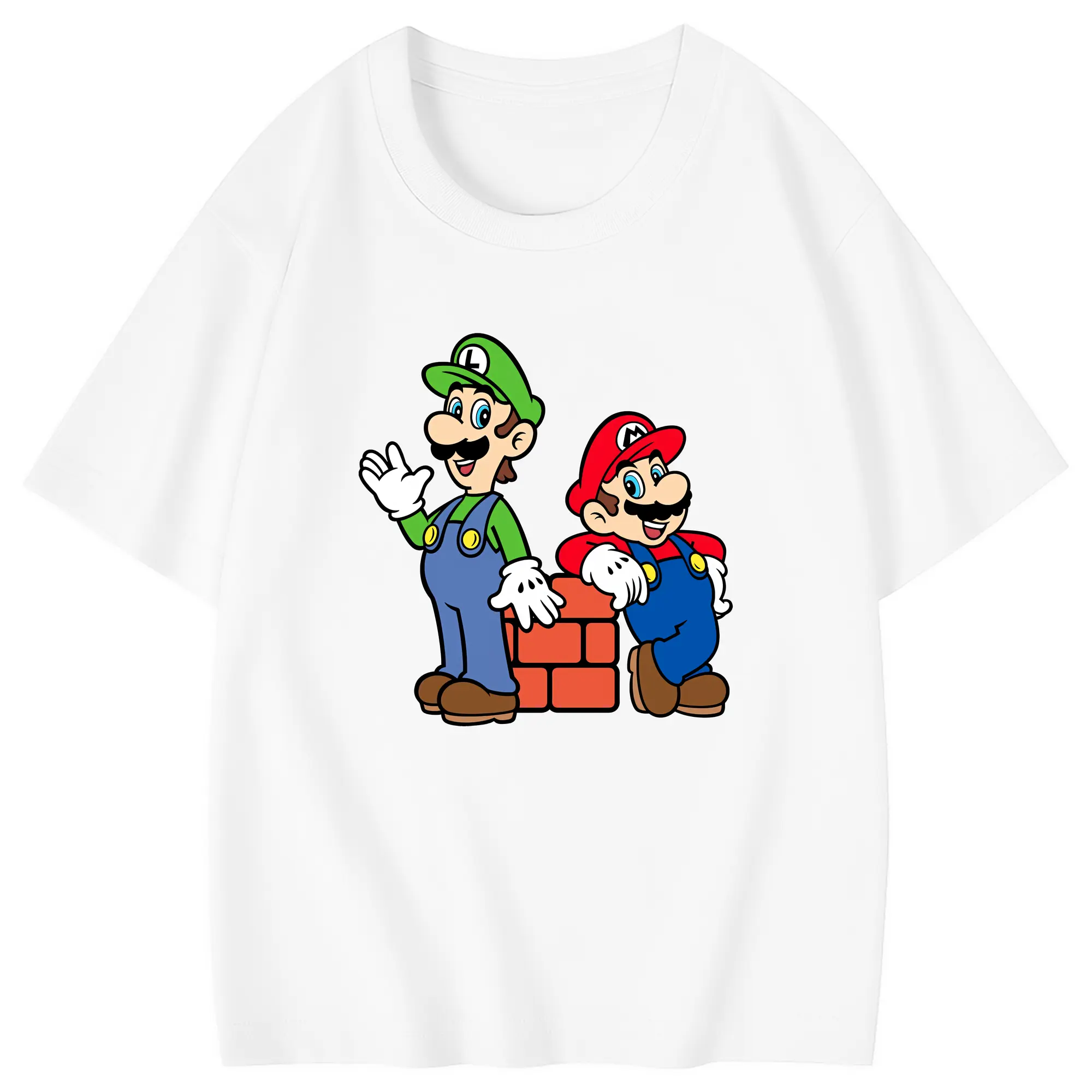マリオ グッズ ルイージ - 綿100％ キッズTシャツ ・ フロントプリント ・ 快適 通気性 ・ スポーツ カジュアル 散歩用