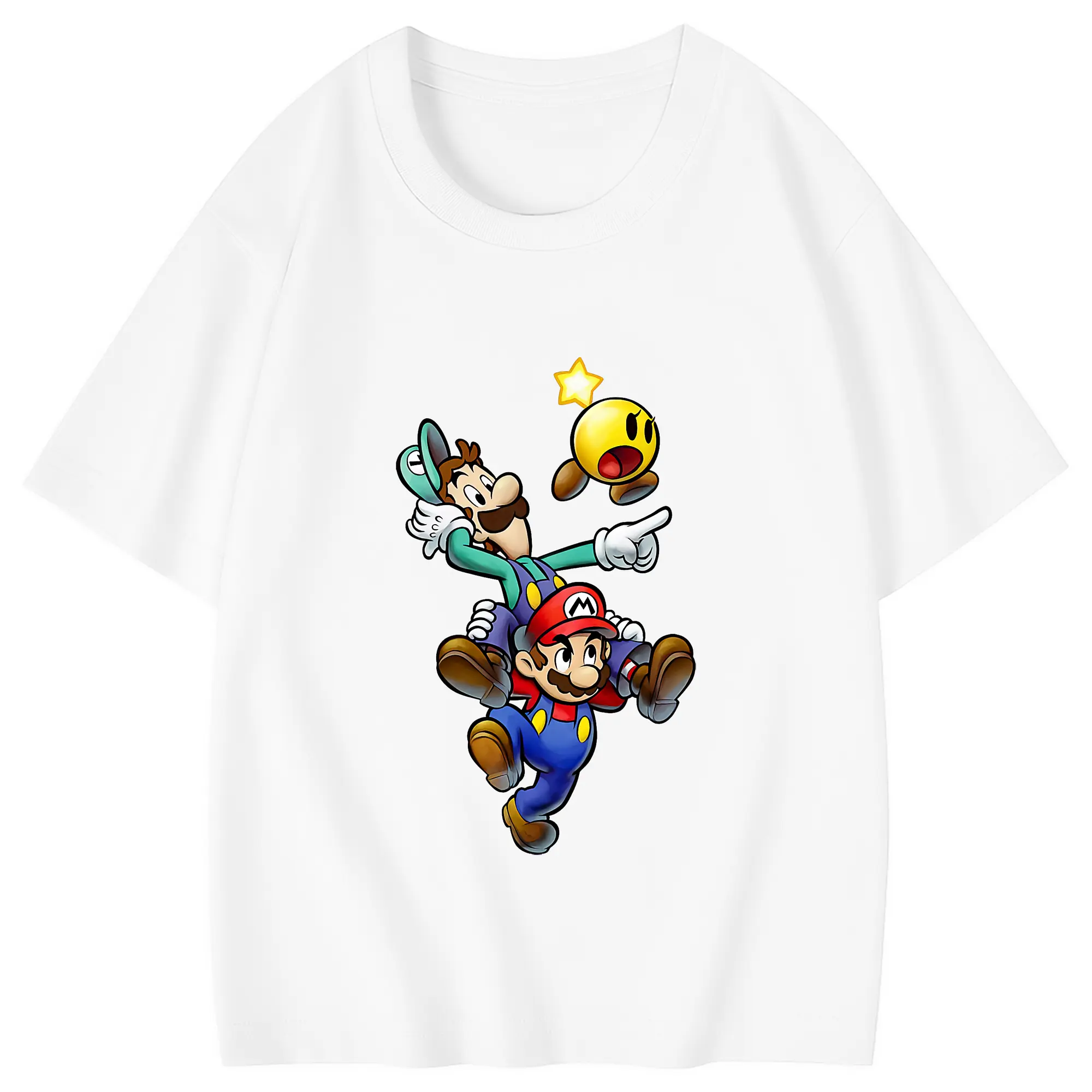 マリオ グッズ ルイージ - 綿100％ キッズTシャツ ・ フロントプリント ・ 快適 通気性 ・ スポーツ カジュアル 散歩用