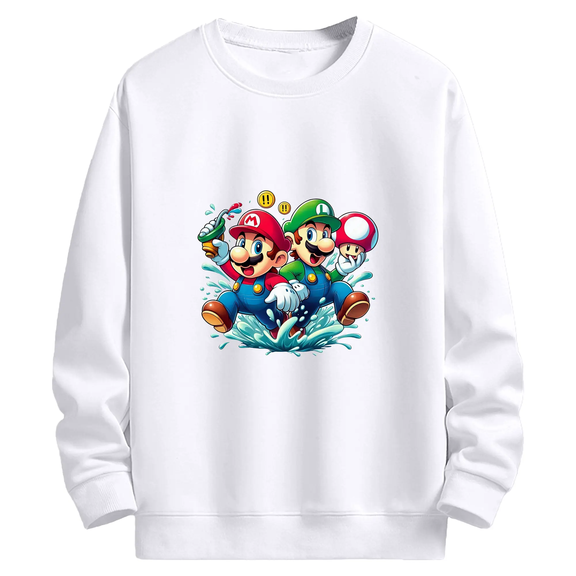 マリオ グッズ ルイージ - 高品質 クルーネック スウェット ・ コットン59％ ポリエステル41％ ・ ユニセックス 長袖 トレーナー ・ カジュアル デイリー スポーツ 散歩用