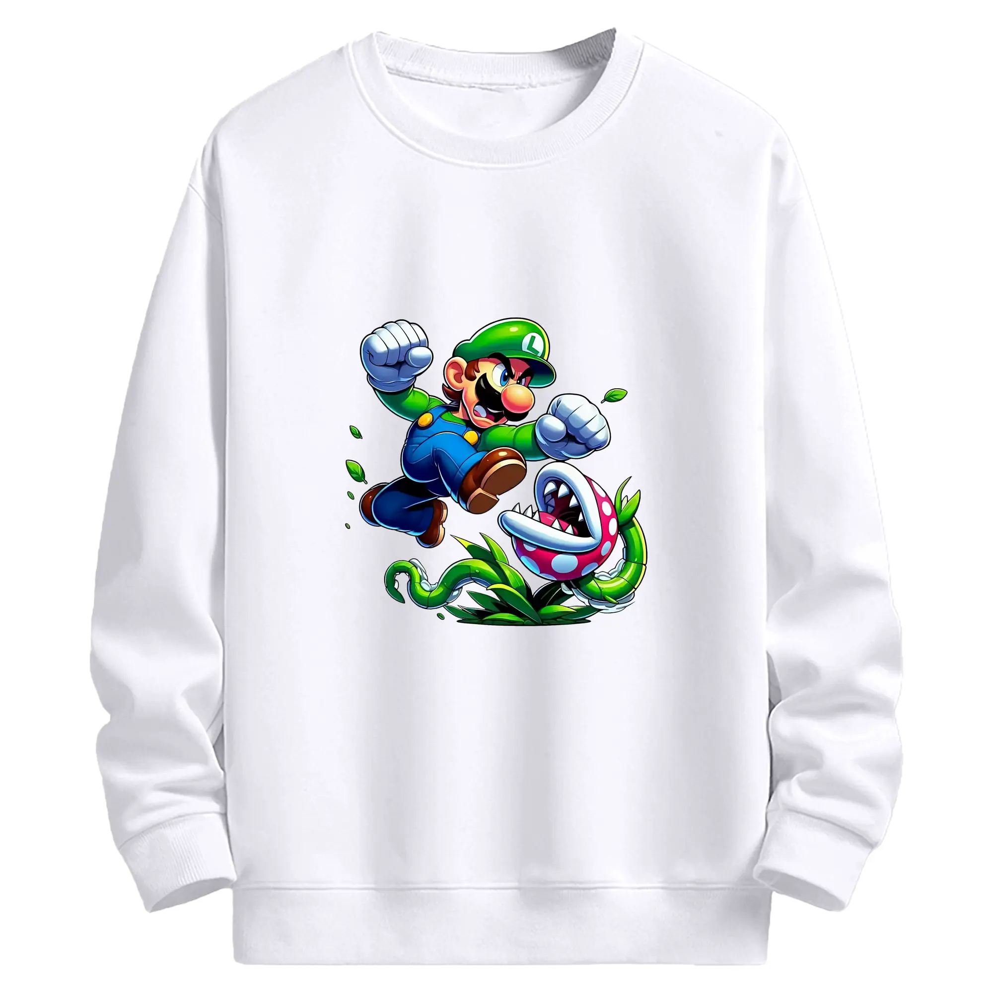 マリオ グッズ ルイージ - 高品質 クルーネック スウェット ・ コットン59％ ポリエステル41％ ・ ユニセックス 長袖 トレーナー ・ カジュアル デイリー スポーツ 散歩用