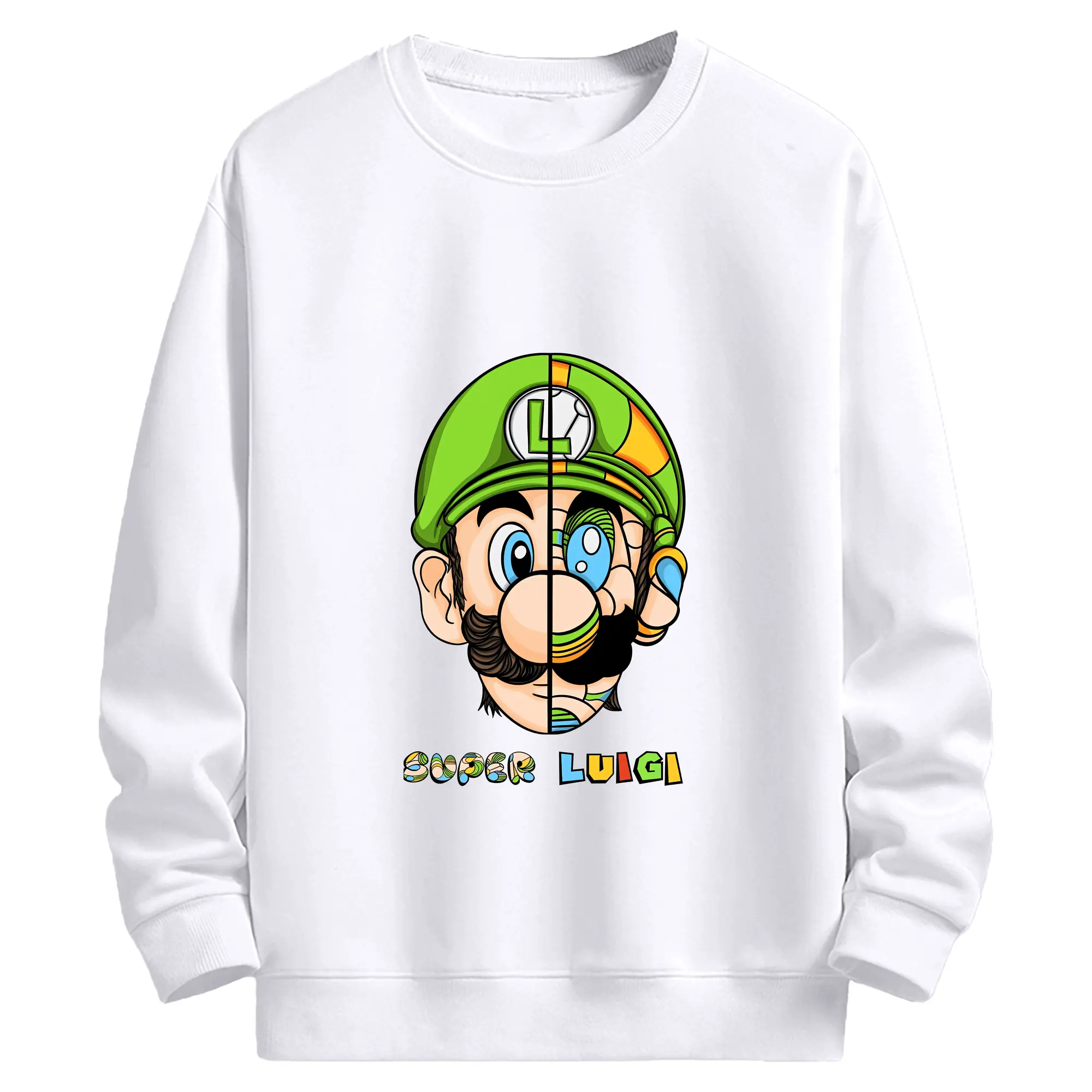 マリオ グッズ ルイージ - 高品質 クルーネック スウェット ・ コットン59％ ポリエステル41％ ・ ユニセックス 長袖 トレーナー ・ カジュアル デイリー スポーツ 散歩用