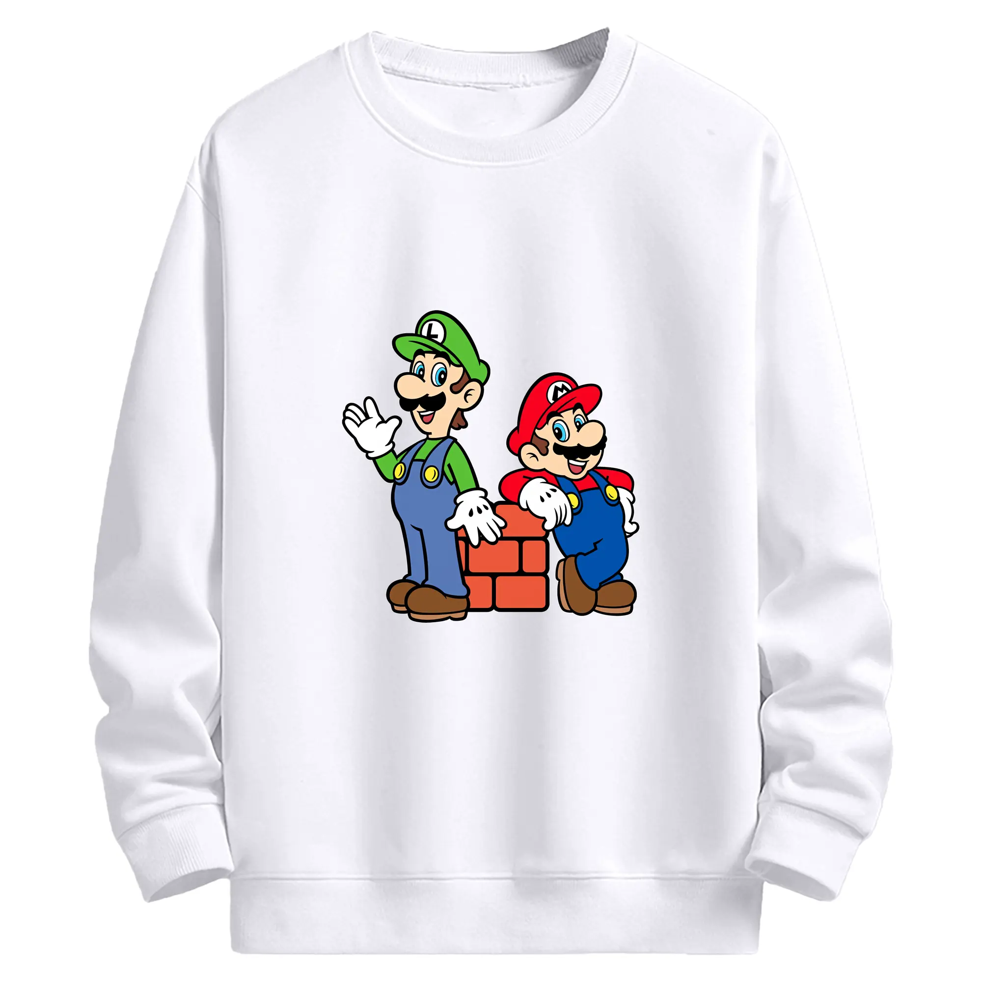 マリオ グッズ ルイージ - 高品質 クルーネック スウェット ・ コットン59％ ポリエステル41％ ・ ユニセックス 長袖 トレーナー ・ カジュアル デイリー スポーツ 散歩用