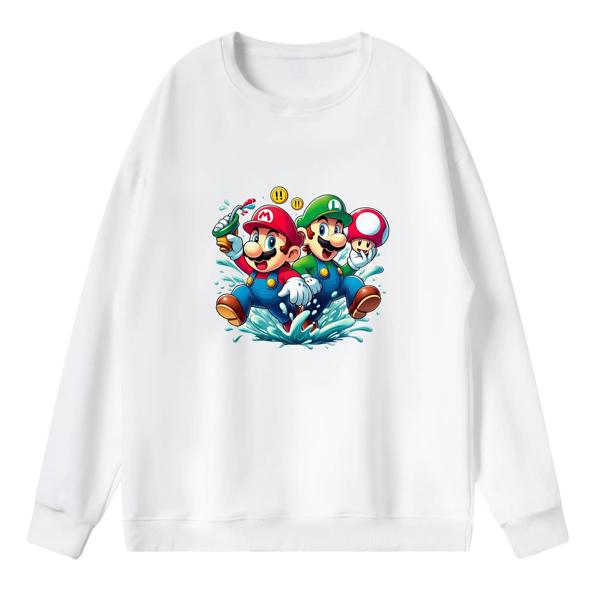 マリオ グッズ ルイージ - 薄手 クルーネック スウェット 裏毛260g · ポリエステル 春秋向け カジュアル 男女兼用 · トレーナー デイリー スポーツ 散歩に最適