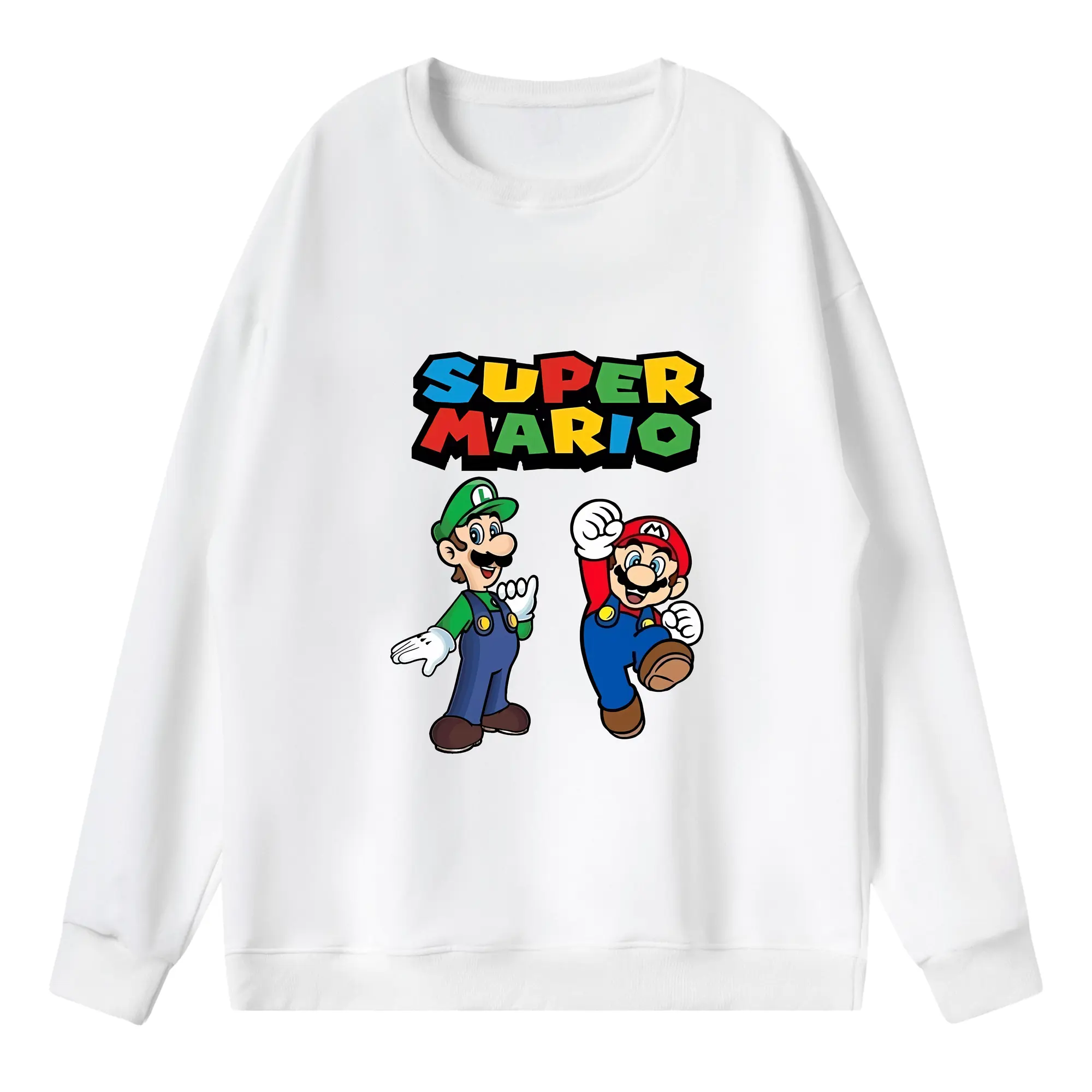 マリオ グッズ ルイージ - 薄手 クルーネック スウェット 裏毛260g · ポリエステル 春秋向け カジュアル 男女兼用 · トレーナー デイリー スポーツ 散歩に最適