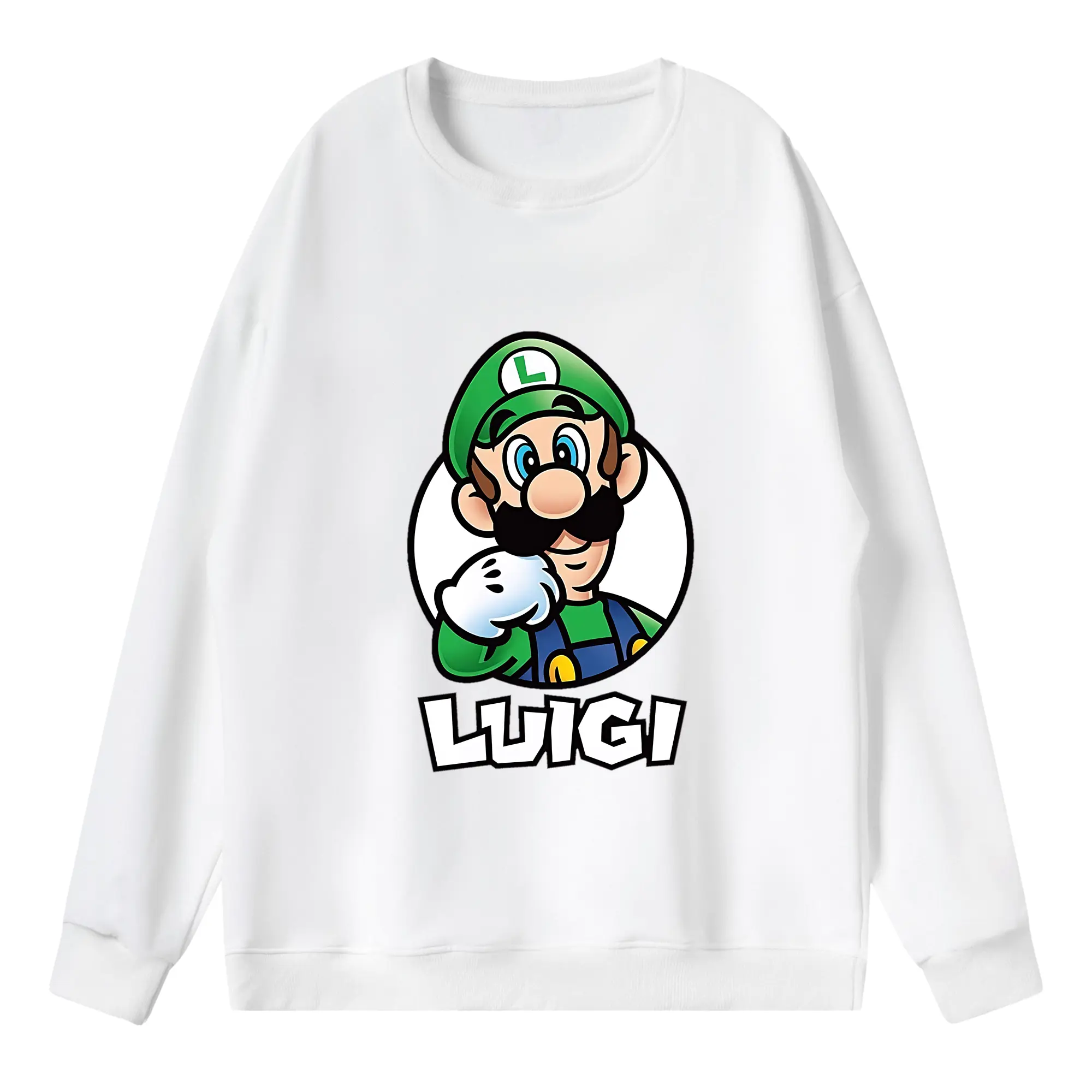 マリオ グッズ ルイージ - 薄手 クルーネック スウェット 裏毛260g · ポリエステル 春秋向け カジュアル 男女兼用 · トレーナー デイリー スポーツ 散歩に最適