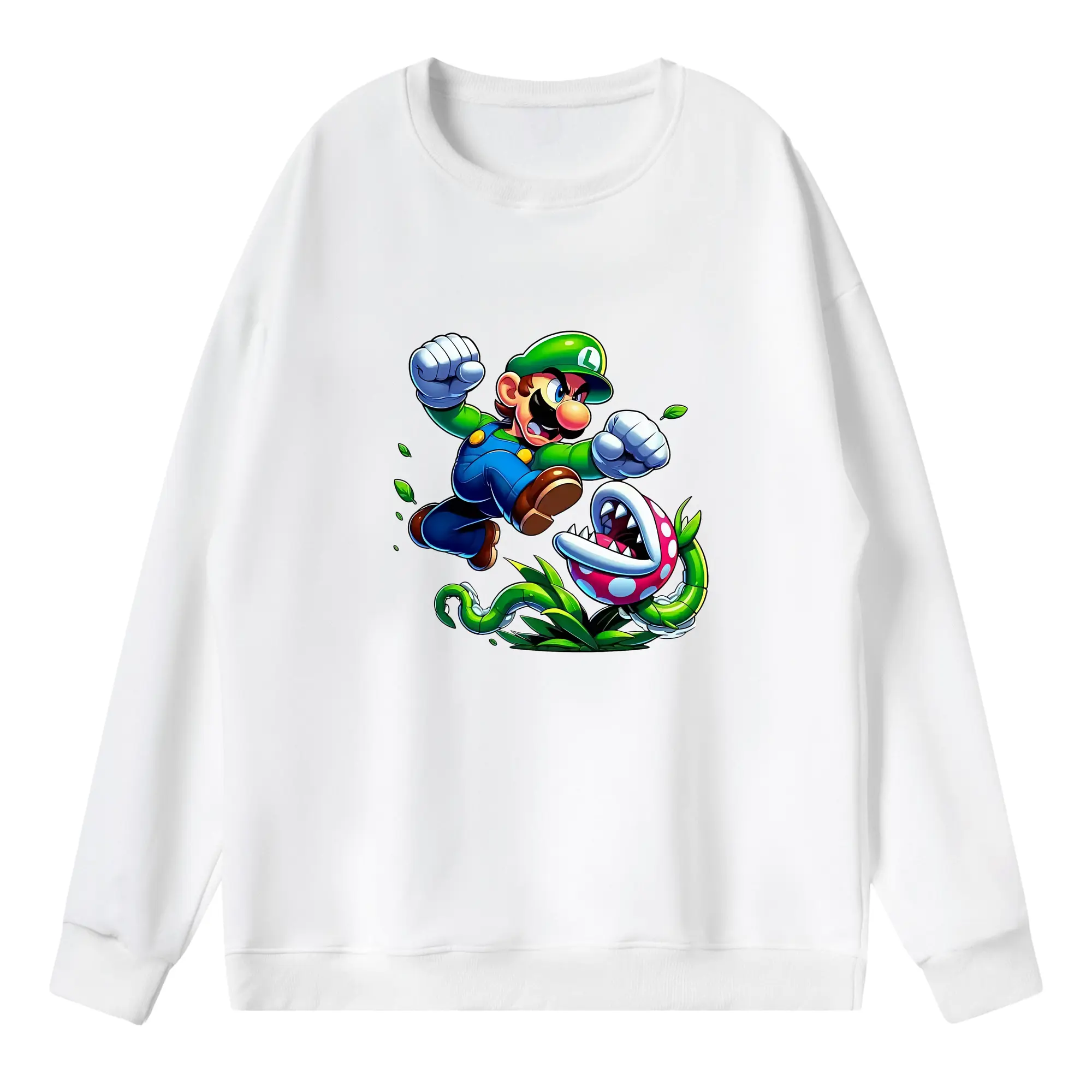 マリオ グッズ ルイージ - 薄手 クルーネック スウェット 裏毛260g · ポリエステル 春秋向け カジュアル 男女兼用 · トレーナー デイリー スポーツ 散歩に最適