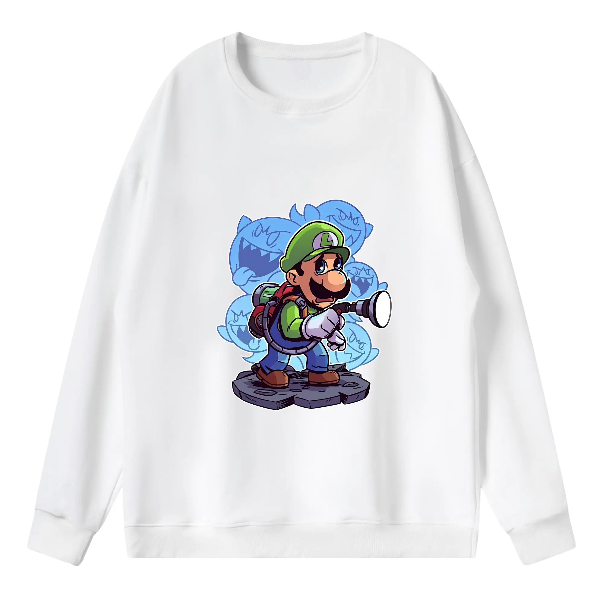 マリオ グッズ ルイージ - 薄手 クルーネック スウェット 裏毛260g · ポリエステル 春秋向け カジュアル 男女兼用 · トレーナー デイリー スポーツ 散歩に最適