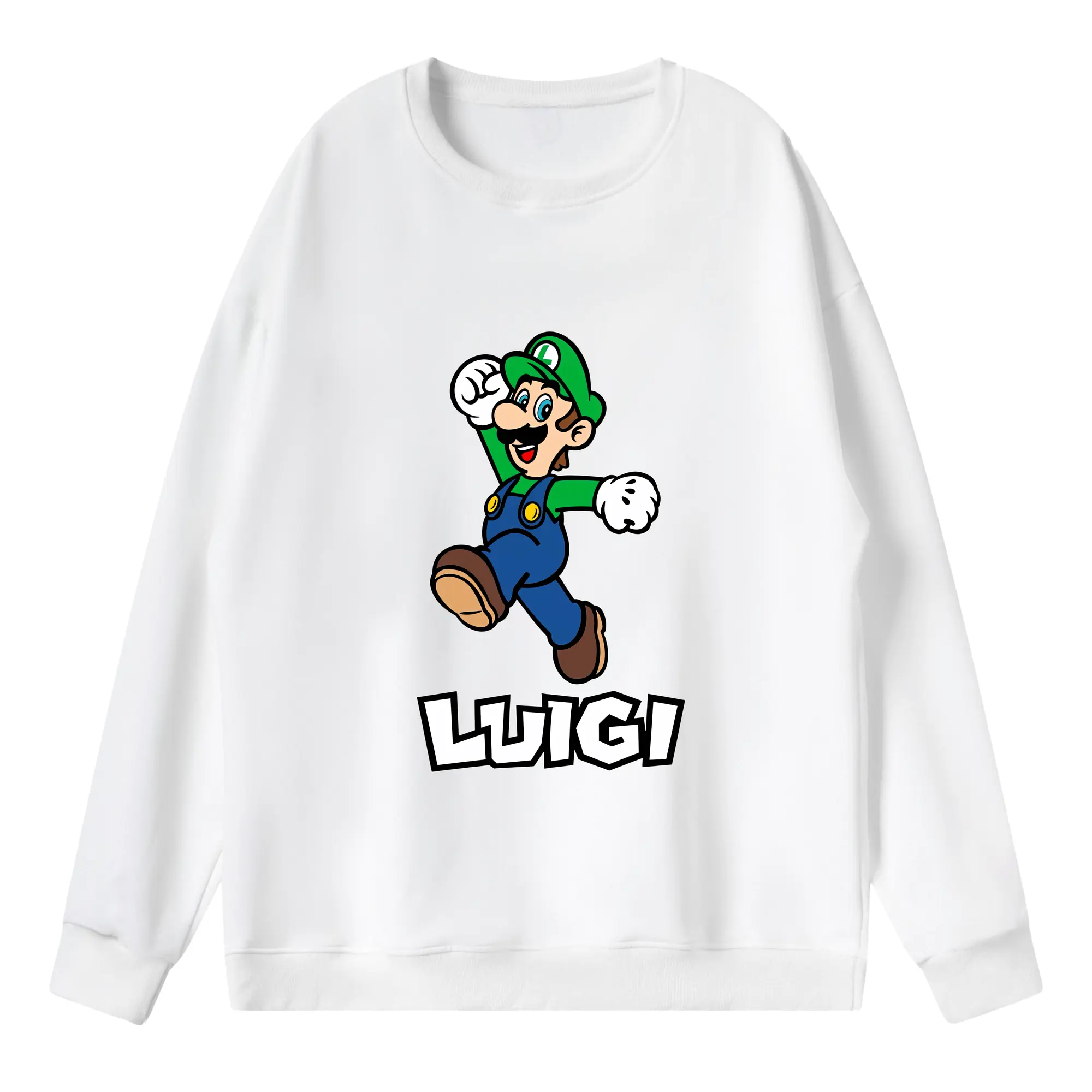 マリオ グッズ ルイージ - 薄手 クルーネック スウェット 裏毛260g · ポリエステル 春秋向け カジュアル 男女兼用 · トレーナー デイリー スポーツ 散歩に最適