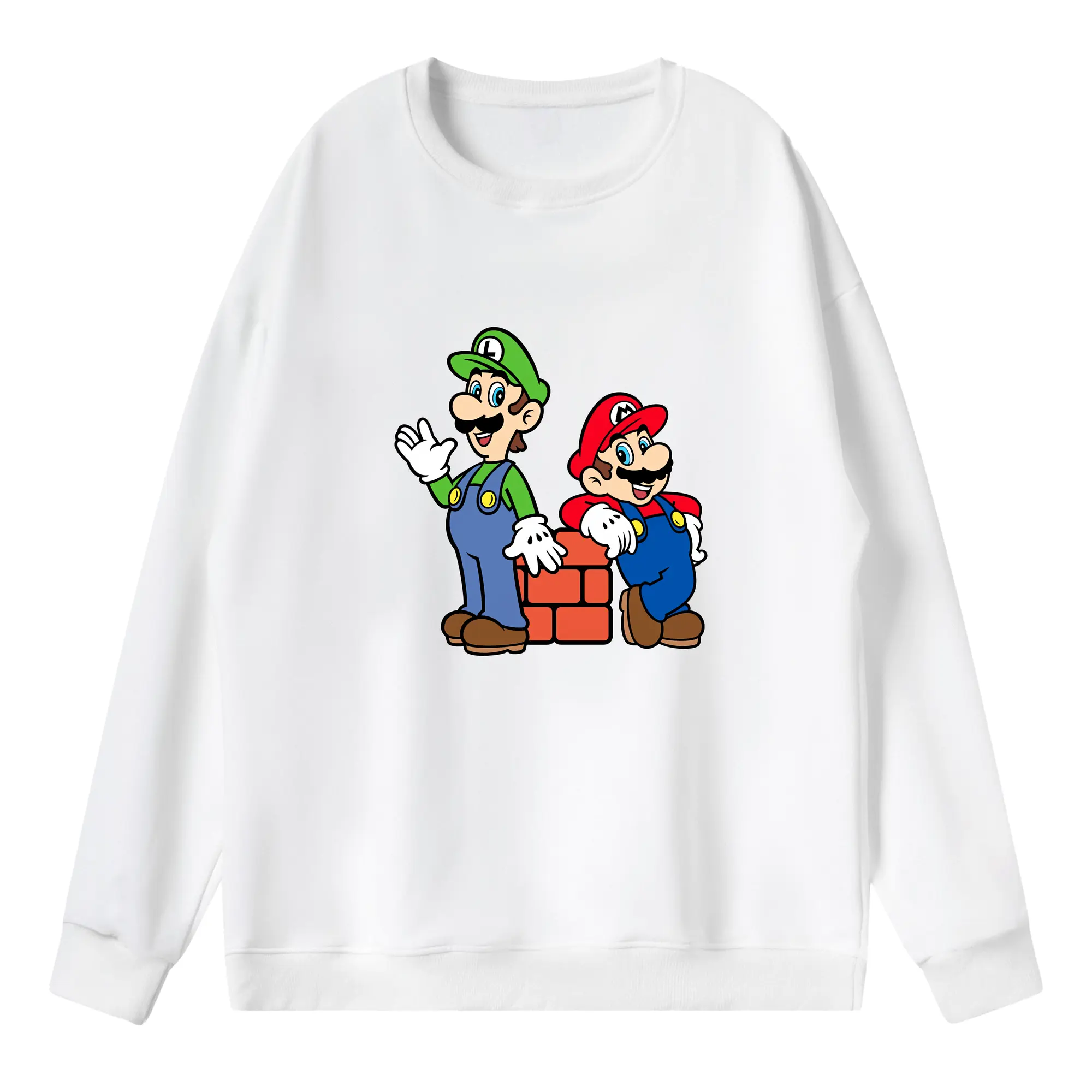 マリオ グッズ ルイージ - 薄手 クルーネック スウェット 裏毛260g · ポリエステル 春秋向け カジュアル 男女兼用 · トレーナー デイリー スポーツ 散歩に最適