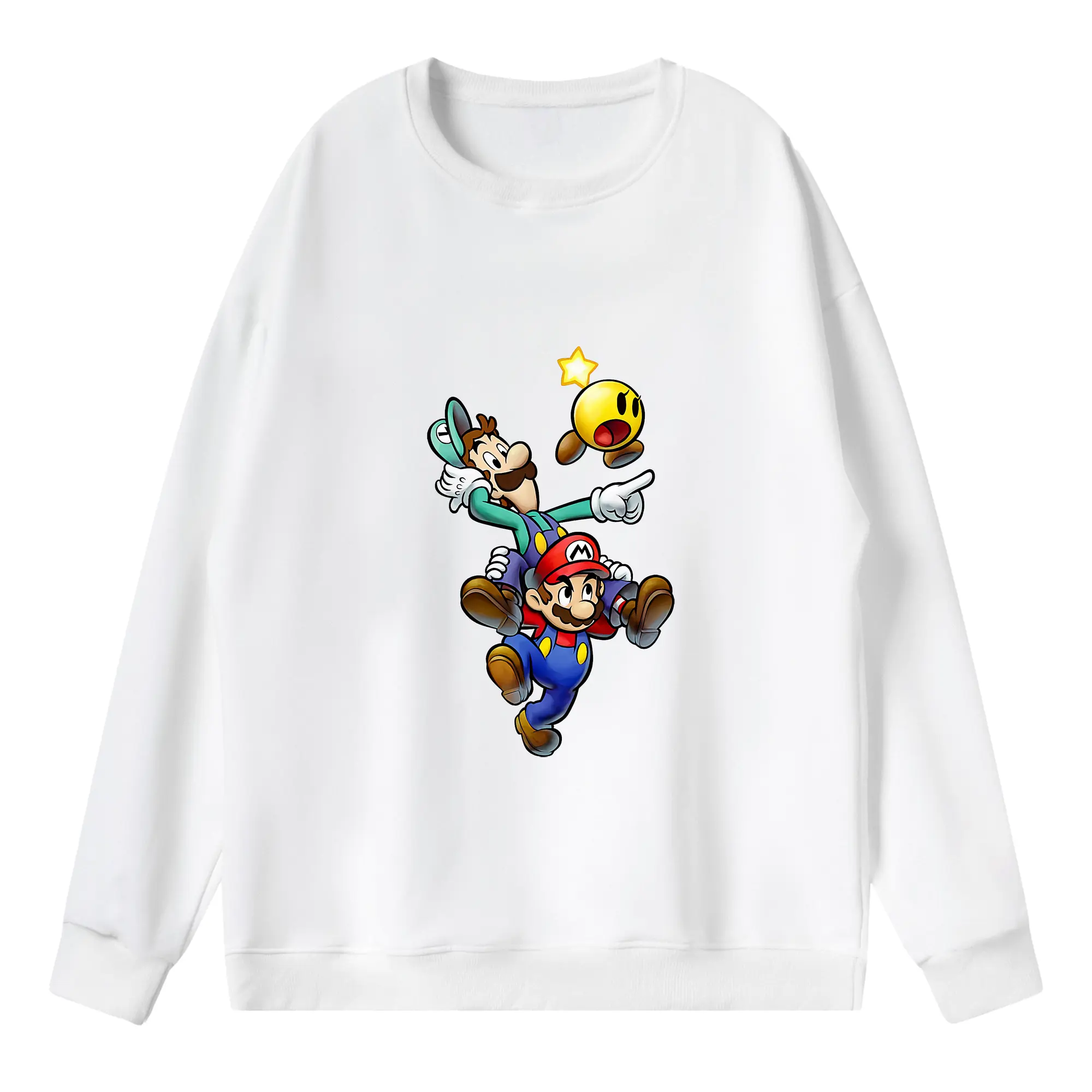 マリオ グッズ ルイージ - 薄手 クルーネック スウェット 裏毛260g · ポリエステル 春秋向け カジュアル 男女兼用 · トレーナー デイリー スポーツ 散歩に最適