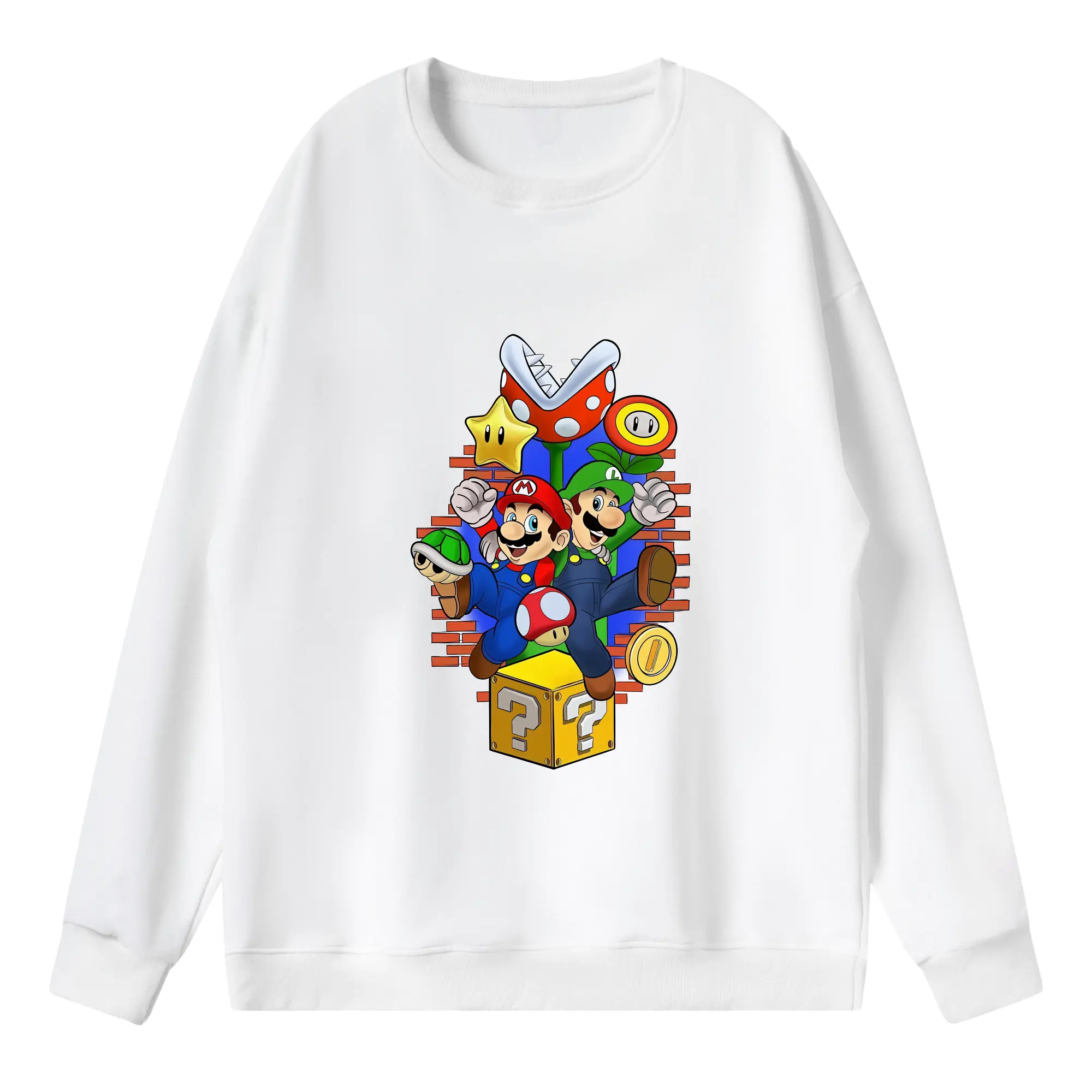 マリオ グッズ ルイージ - 薄手 クルーネック スウェット 裏毛260g · ポリエステル 春秋向け カジュアル 男女兼用 · トレーナー デイリー スポーツ 散歩に最適