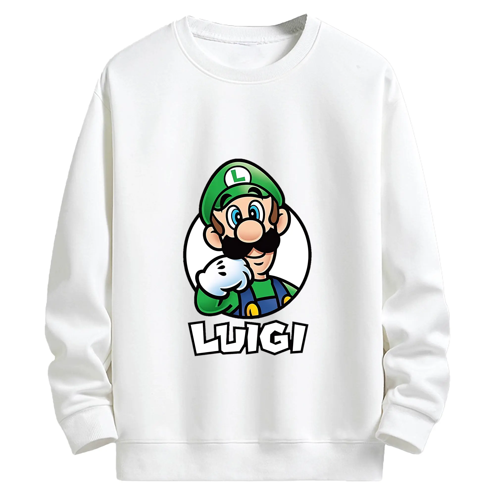 マリオ グッズ ルイージ - キッズ クルーネックスウェットシャツ ・ フロントプリント ・ 綿80％ ポリエステル20％ ・ 快適 通学 スポーツ 日常使い お散歩用