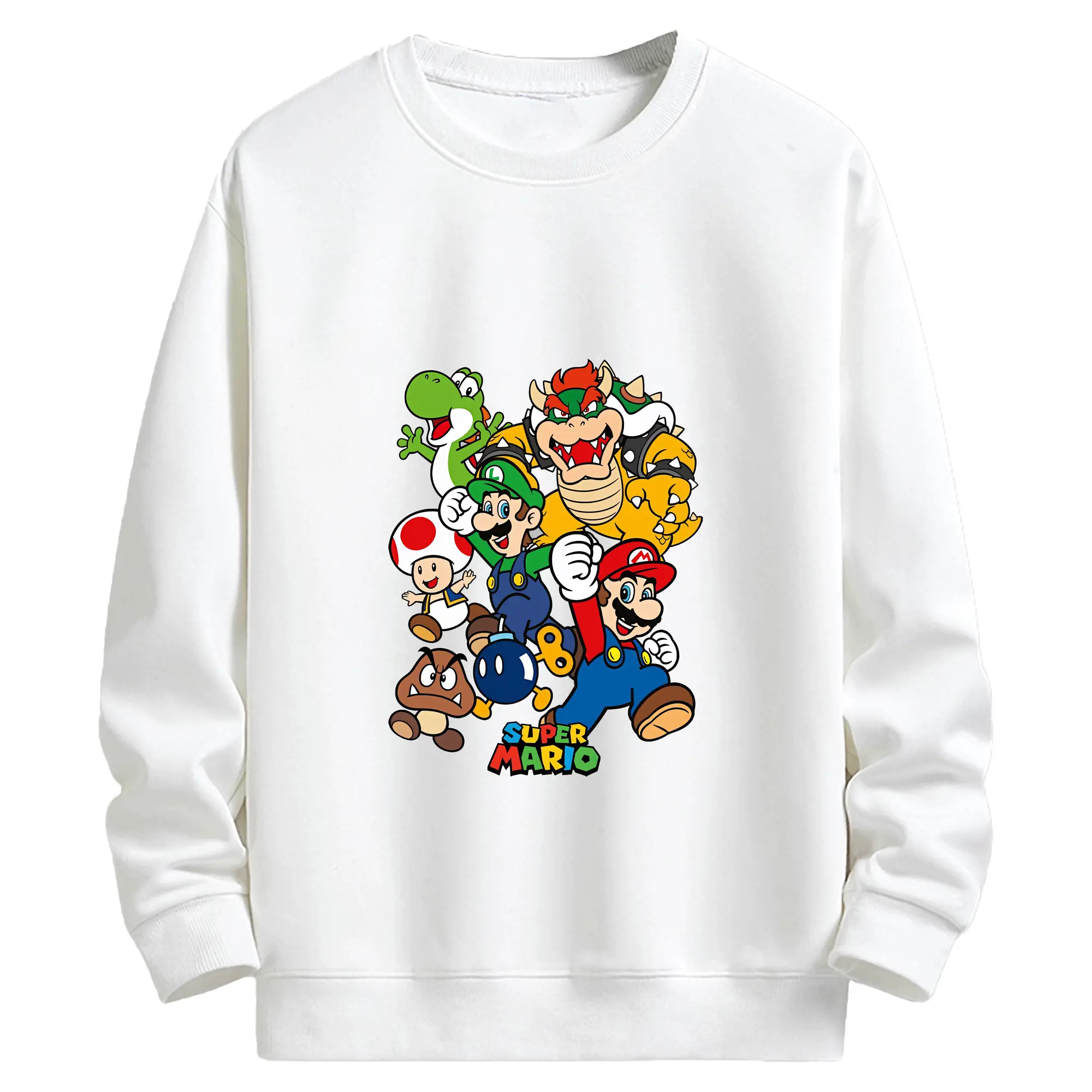 マリオ グッズ ルイージ - キッズ クルーネックスウェットシャツ ・ フロントプリント ・ 綿80％ ポリエステル20％ ・ 快適 通学 スポーツ 日常使い お散歩用