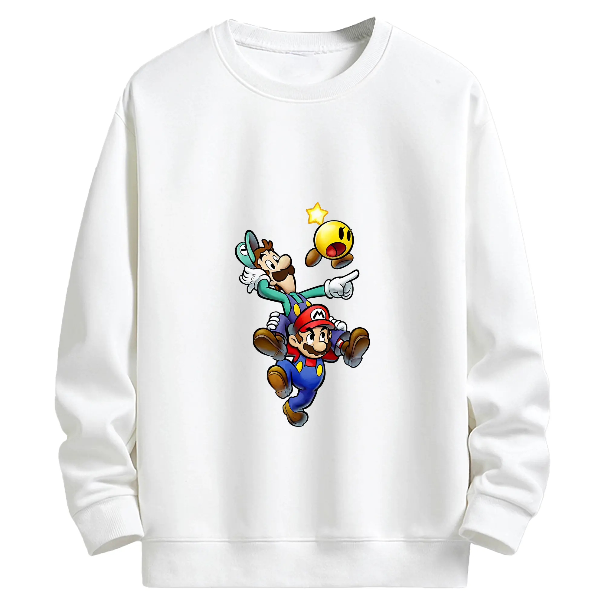 マリオ グッズ ルイージ - キッズ クルーネックスウェットシャツ ・ フロントプリント ・ 綿80％ ポリエステル20％ ・ 快適 通学 スポーツ 日常使い お散歩用