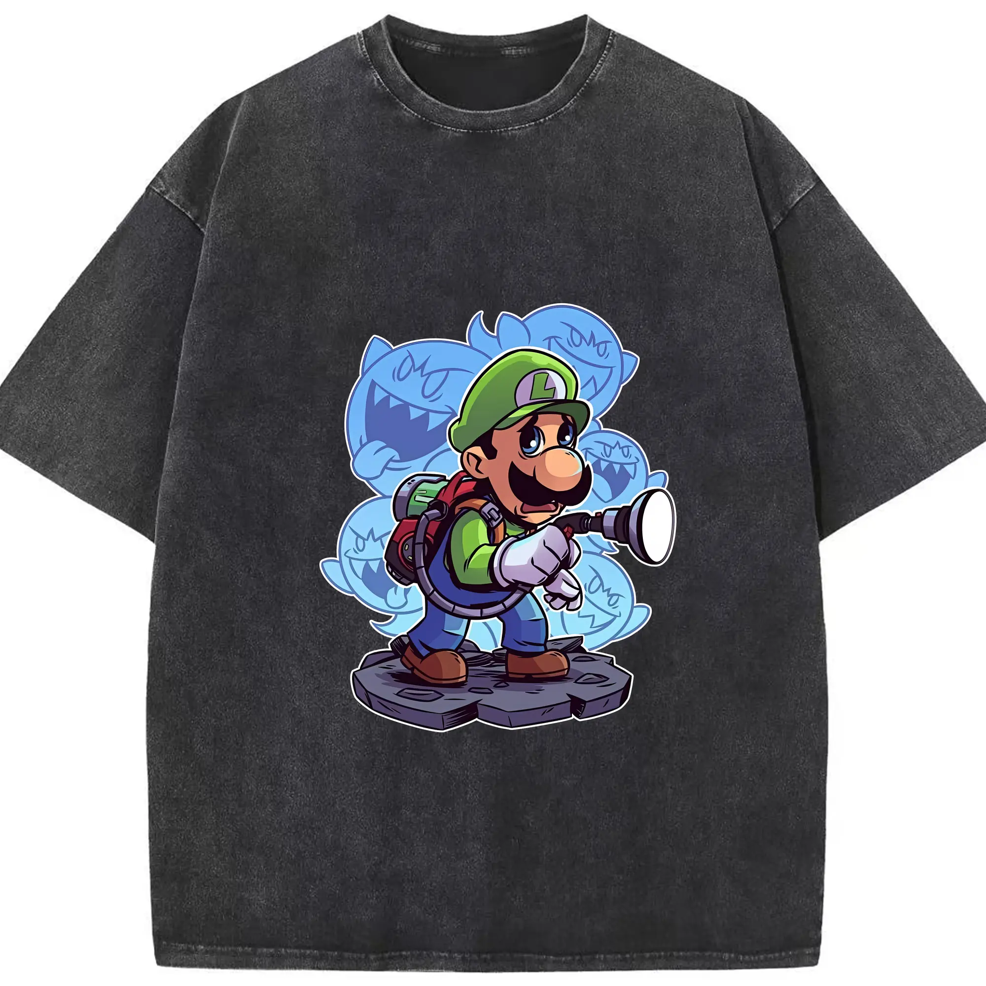 マリオ グッズ ルイージ - 綿100％ ヴィンテージ風 半袖Tシャツ ・ フロントプリント ・ 柔らか肌触り ・ 通気性 快適 ・ スポーツ カジュアル 外出用