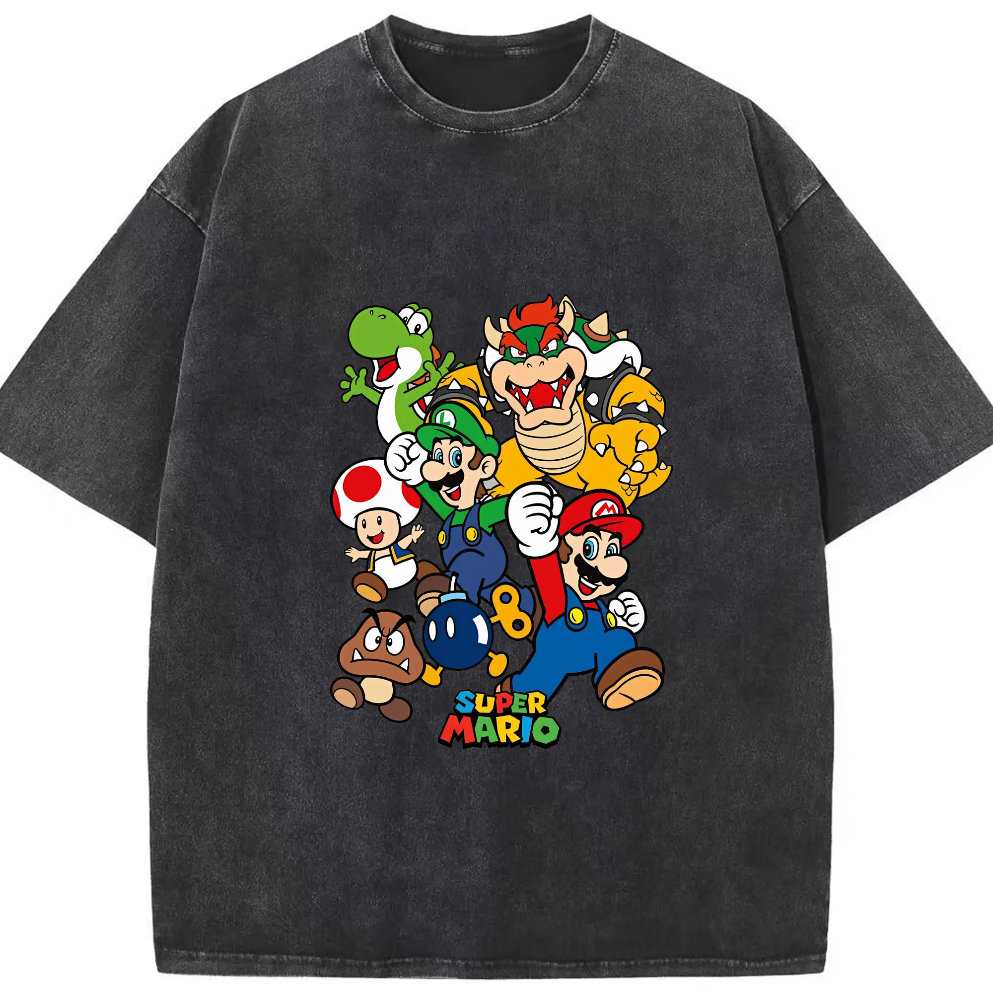 マリオ グッズ ルイージ - 綿100％ ヴィンテージ風 半袖Tシャツ ・ フロントプリント ・ 柔らか肌触り ・ 通気性 快適 ・ スポーツ カジュアル 外出用