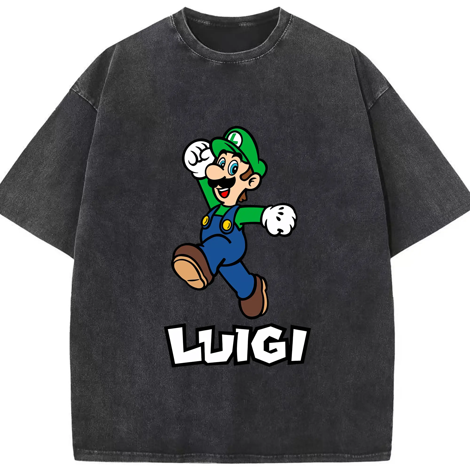 マリオ グッズ ルイージ - 綿100％ ヴィンテージ風 半袖Tシャツ ・ フロントプリント ・ 柔らか肌触り ・ 通気性 快適 ・ スポーツ カジュアル 外出用