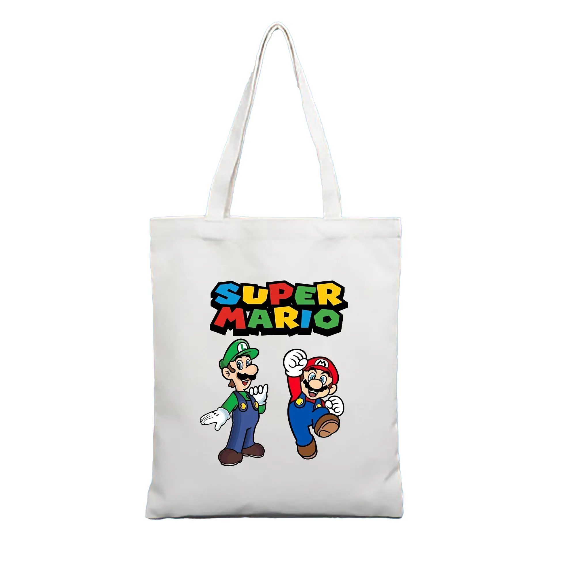 マリオ グッズ ルイージ - 縦型キャンバス手提げバッグ（トートバッグ） ・ キャンバス素材 ・ ショッピング用 ・ 軽量 丈夫 お手入れ簡単