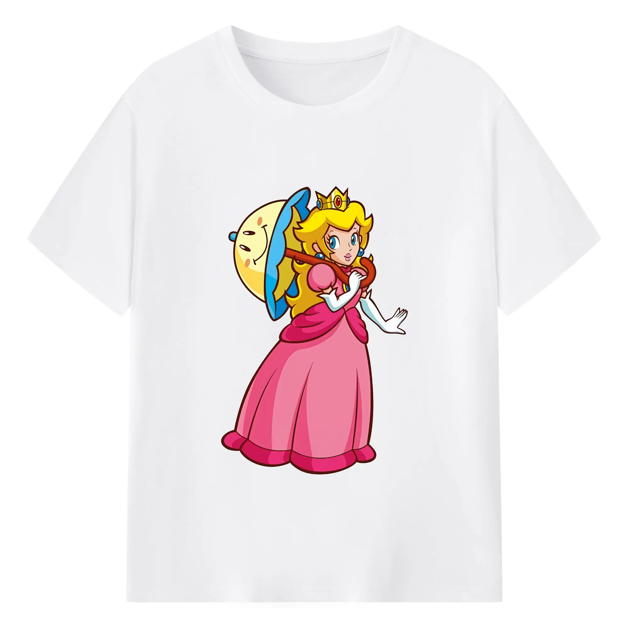 マリオ グッズ ピーチ姫 - 綿100％ 半袖Tシャツ ・ フロントプリント ・ 快適 通気性 ・ 日常使い 散歩 スポーツ用