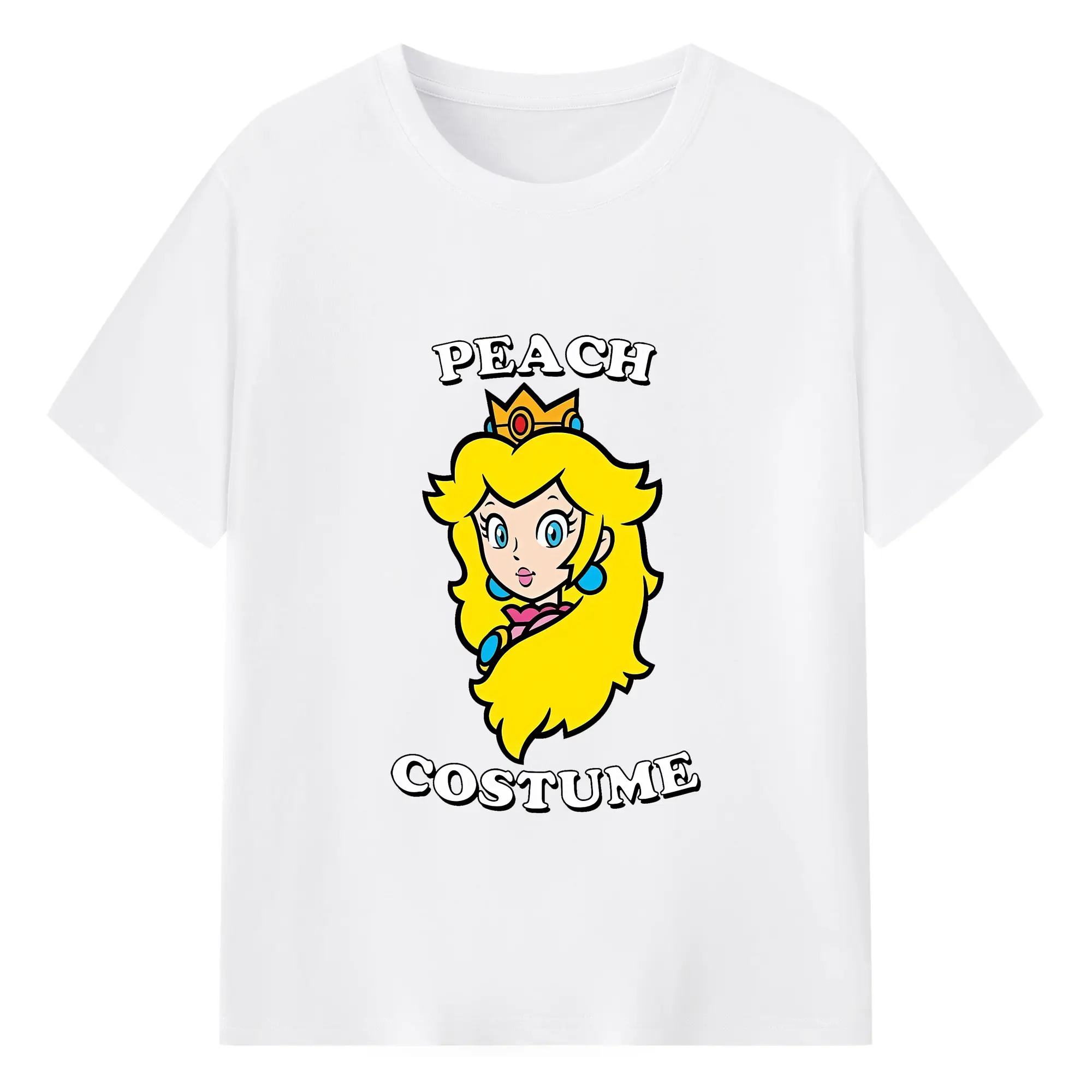 マリオ グッズ ピーチ姫 - 綿100％ 半袖Tシャツ ・ フロントプリント ・ 快適 通気性 ・ 日常使い 散歩 スポーツ用