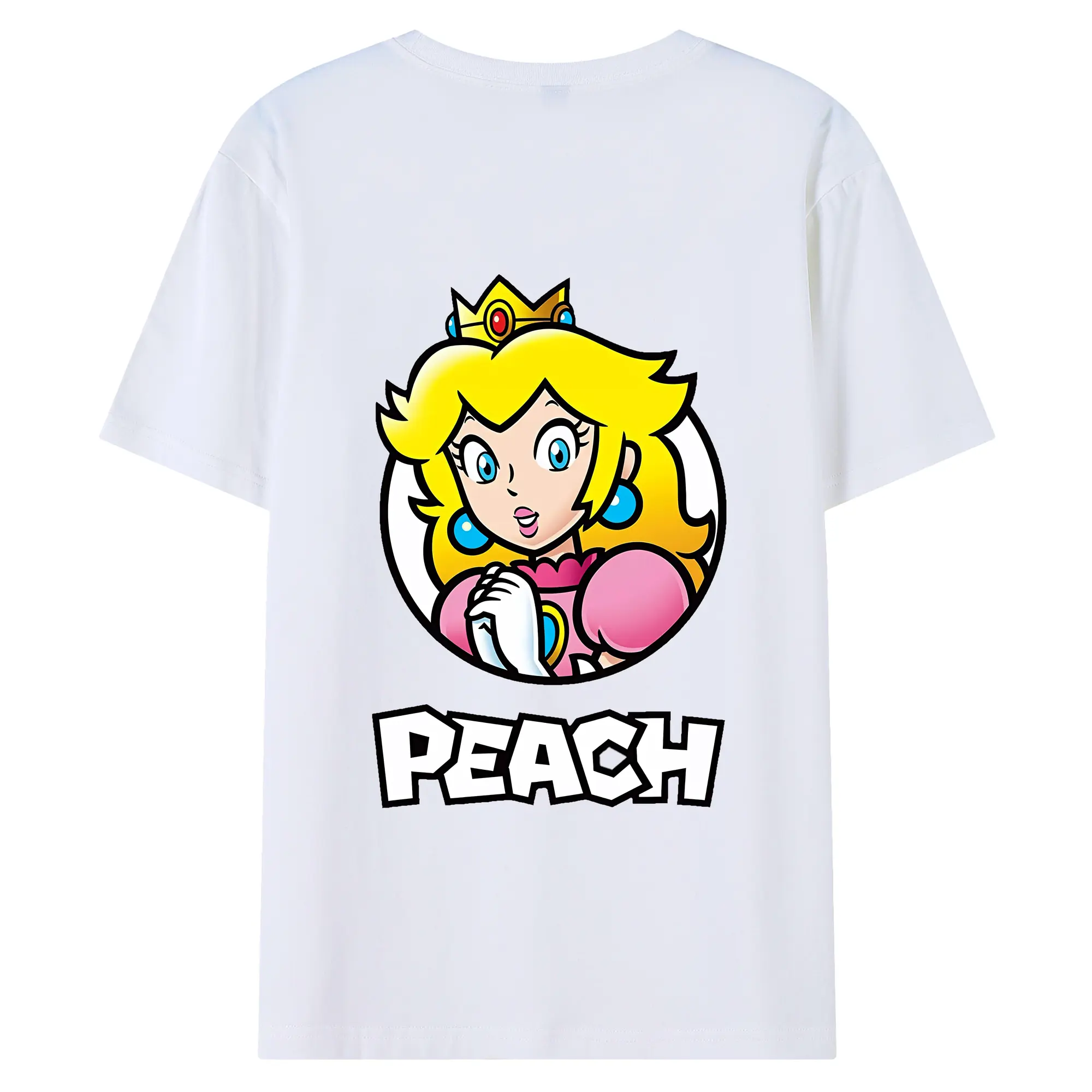 マリオ グッズ ピーチ姫 - 綿100％ 半袖Tシャツ ・ バックプリント ・ 快適 通気性 ・ 日常使い 散歩 スポーツ用