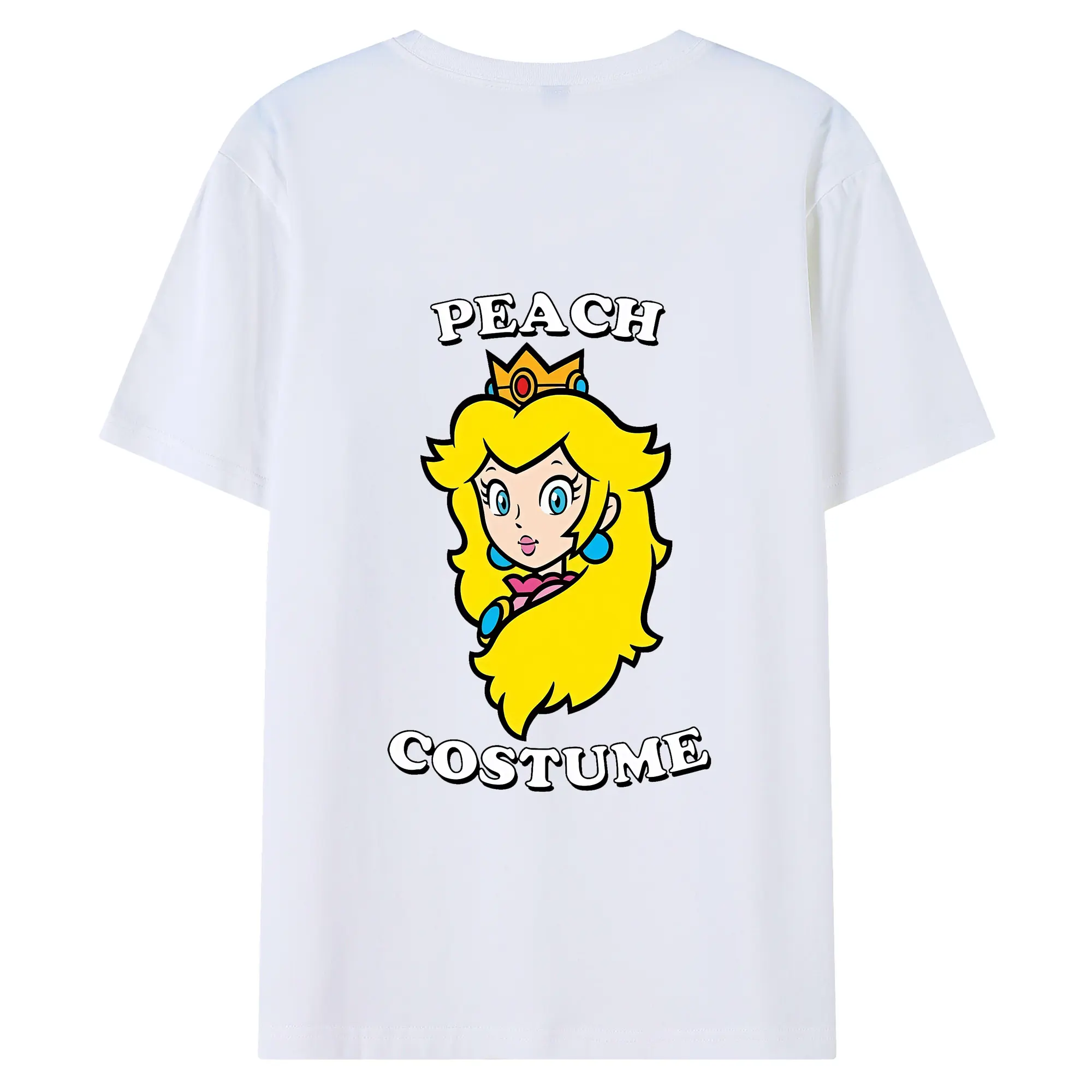 マリオ グッズ ピーチ姫 - 綿100％ 半袖Tシャツ ・ バックプリント ・ 快適 通気性 ・ 日常使い 散歩 スポーツ用