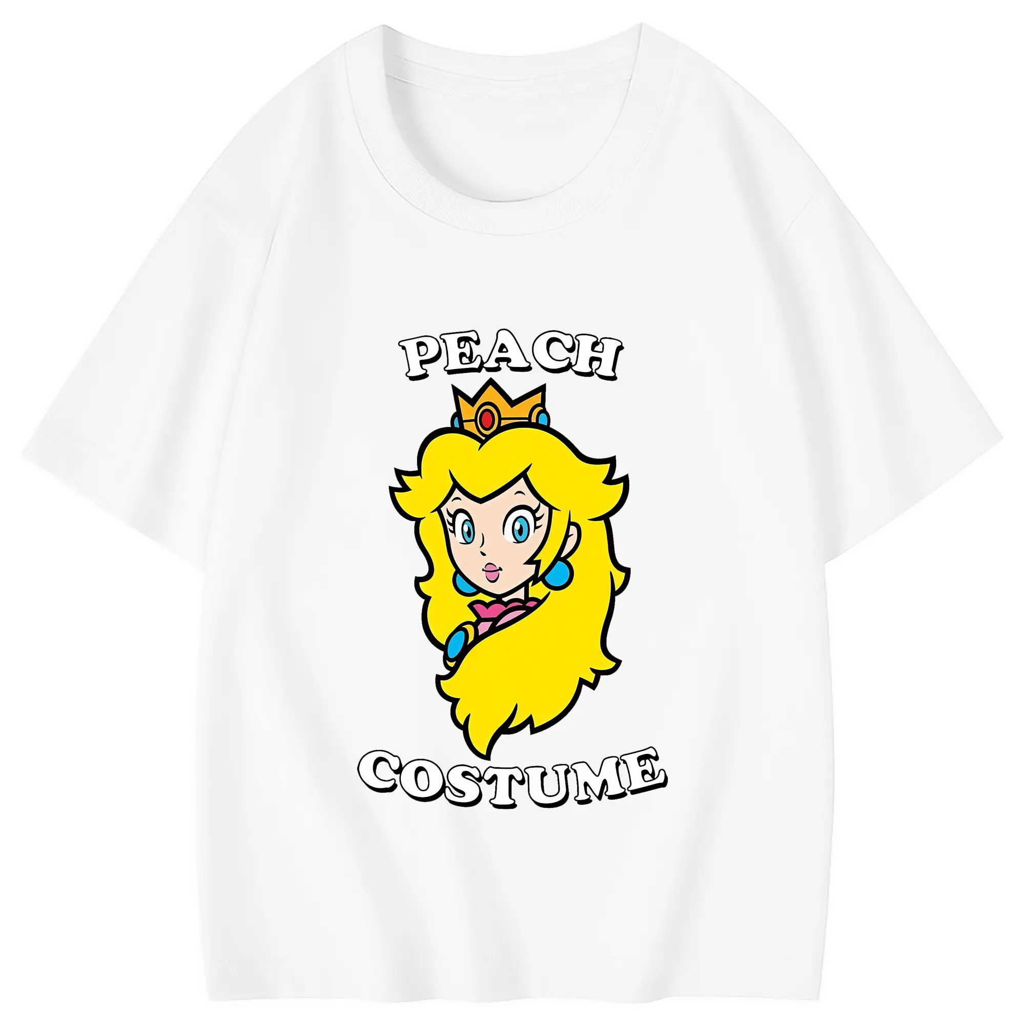 マリオ グッズ ピーチ姫 - 綿100％ キッズTシャツ ・ フロントプリント ・ 快適 通気性 ・ スポーツ カジュアル 散歩用