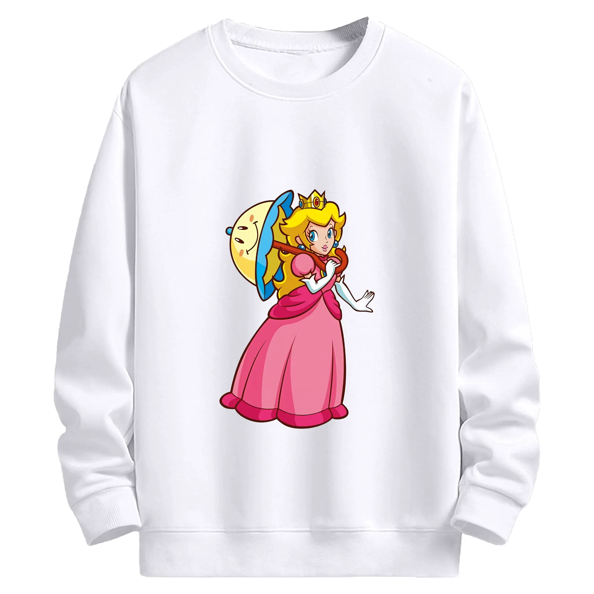 マリオ グッズ ピーチ姫 - 高品質 クルーネック スウェット ・ コットン59％ ポリエステル41％ ・ ユニセックス 長袖 トレーナー ・ カジュアル デイリー スポーツ 散歩用