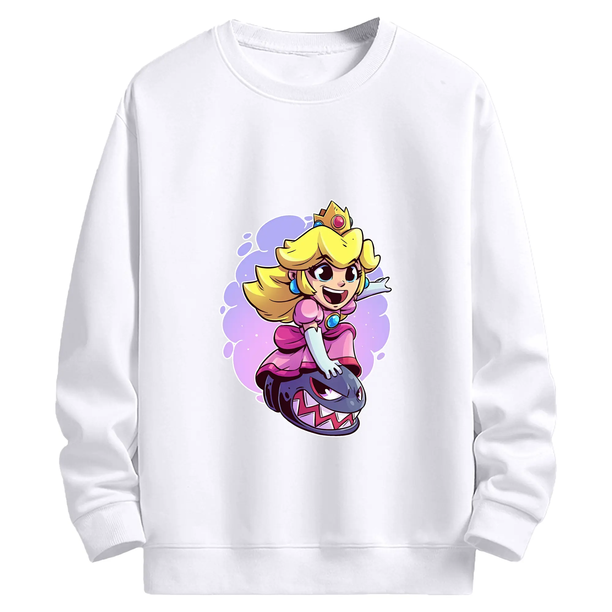 マリオ グッズ ピーチ姫 - 高品質 クルーネック スウェット ・ コットン59％ ポリエステル41％ ・ ユニセックス 長袖 トレーナー ・ カジュアル デイリー スポーツ 散歩用