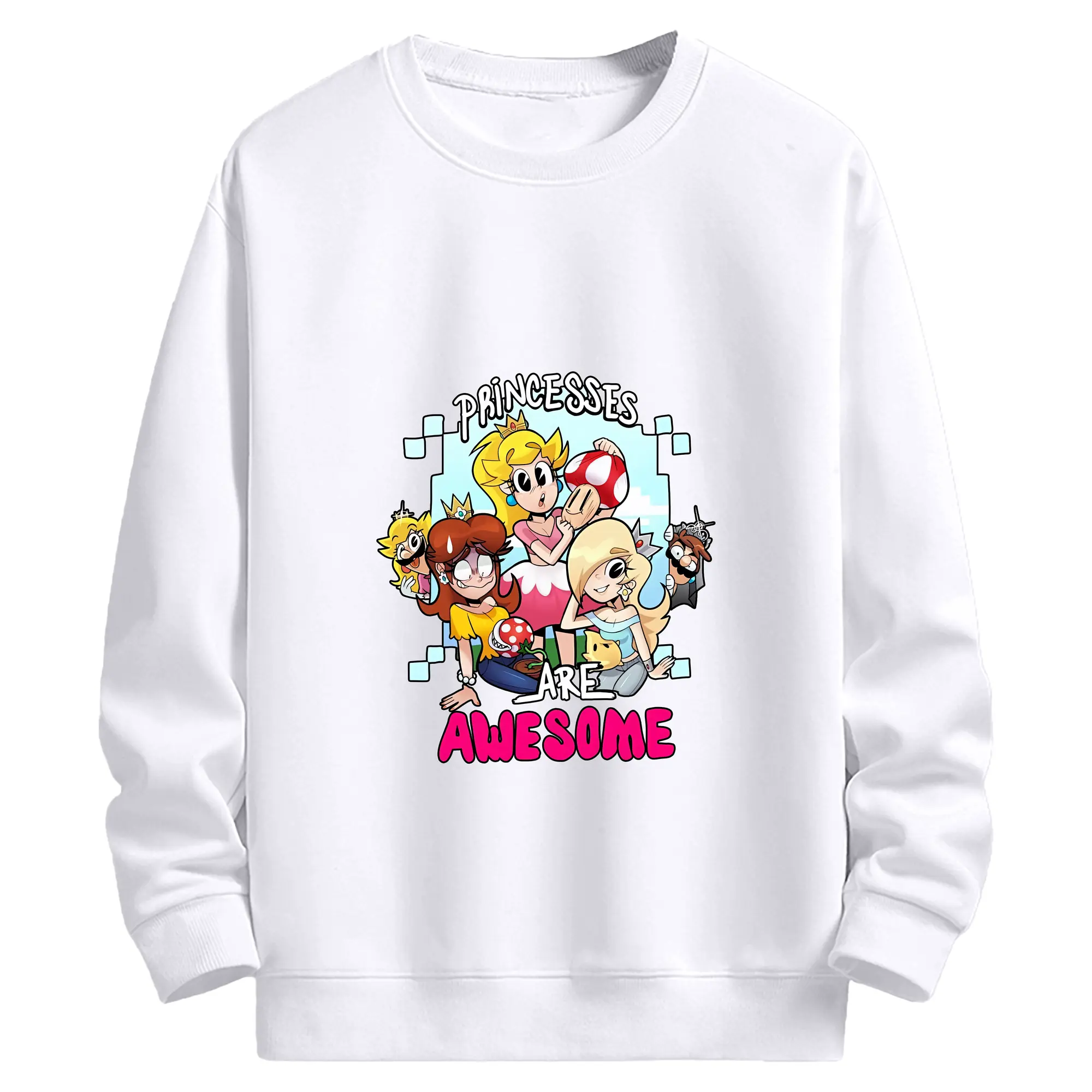 マリオ グッズ ピーチ姫 - 高品質 クルーネック スウェット ・ コットン59％ ポリエステル41％ ・ ユニセックス 長袖 トレーナー ・ カジュアル デイリー スポーツ 散歩用