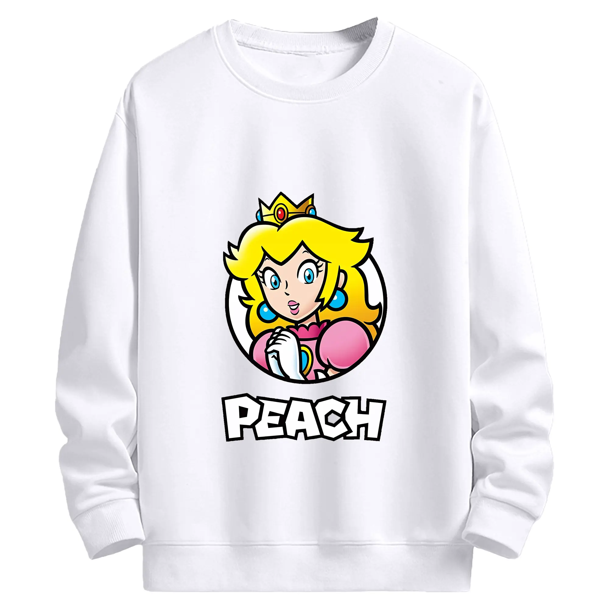 マリオ グッズ ピーチ姫 - 高品質 クルーネック スウェット ・ コットン59％ ポリエステル41％ ・ ユニセックス 長袖 トレーナー ・ カジュアル デイリー スポーツ 散歩用