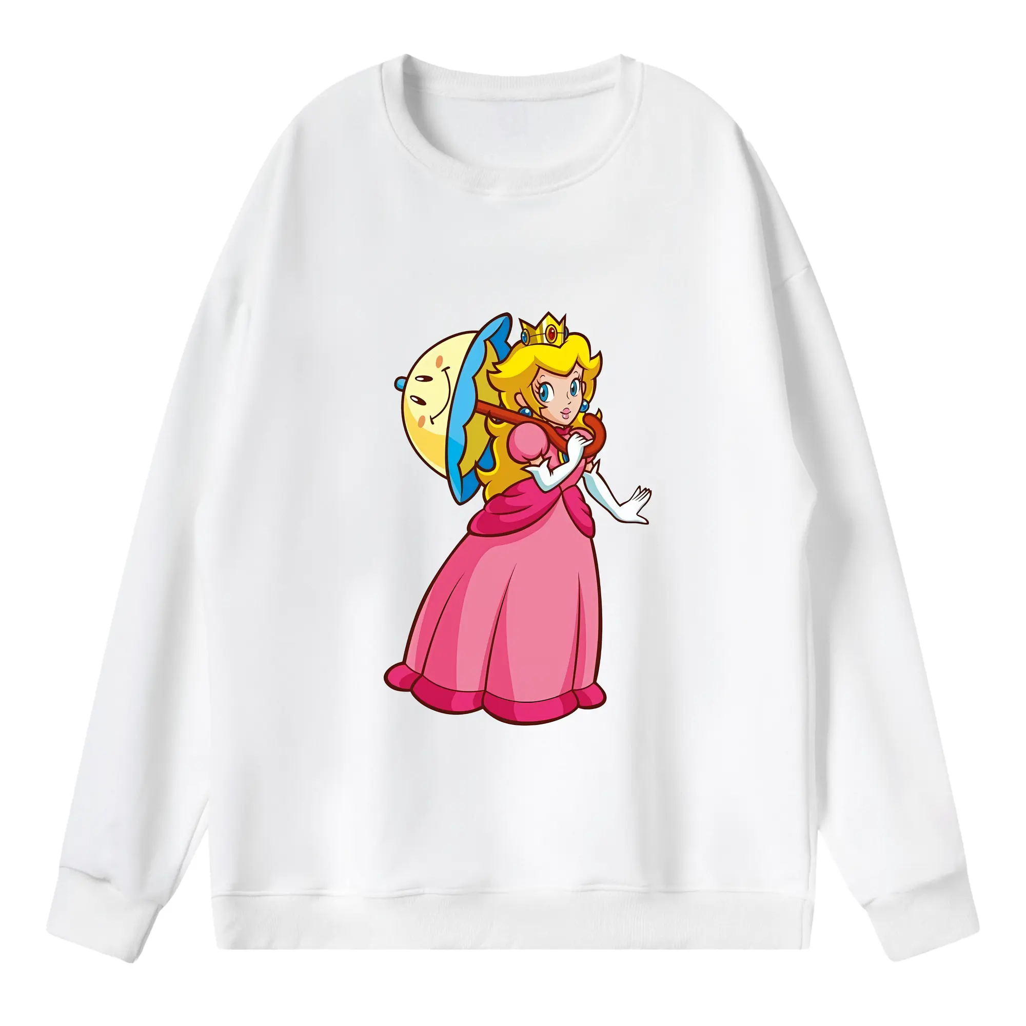 マリオ グッズ ピーチ姫 - 薄手 クルーネック スウェット 裏毛260g · ポリエステル 春秋向け カジュアル 男女兼用 · トレーナー デイリー スポーツ 散歩に最適