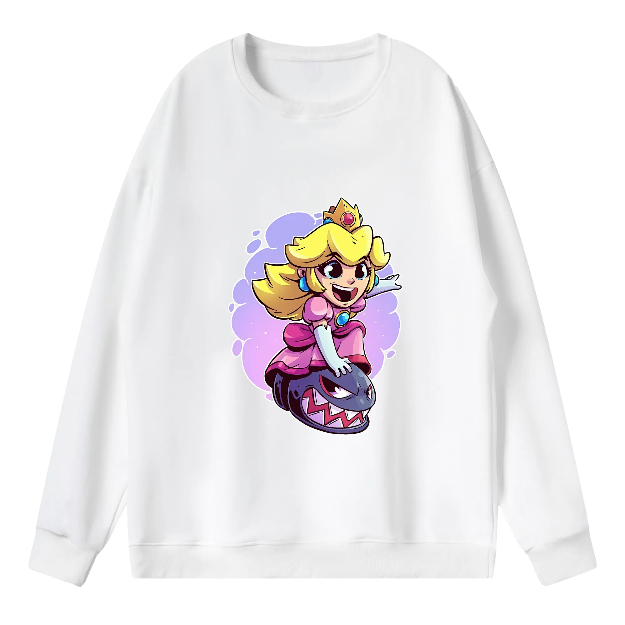 マリオ グッズ ピーチ姫 - 薄手 クルーネック スウェット 裏毛260g · ポリエステル 春秋向け カジュアル 男女兼用 · トレーナー デイリー スポーツ 散歩に最適