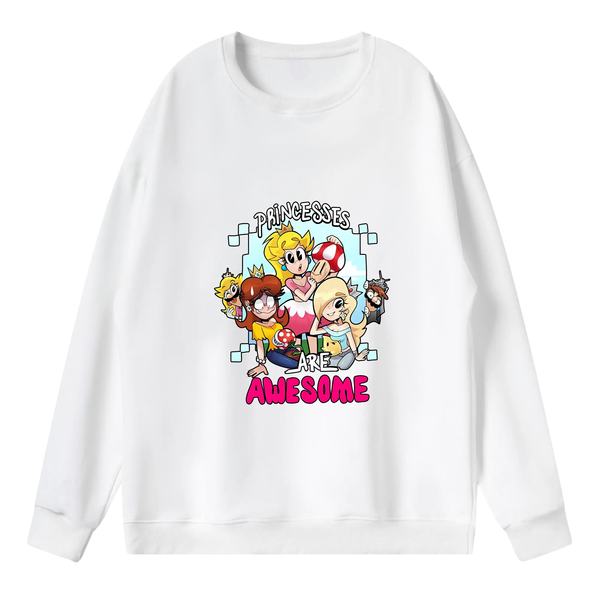 マリオ グッズ ピーチ姫 - 薄手 クルーネック スウェット 裏毛260g · ポリエステル 春秋向け カジュアル 男女兼用 · トレーナー デイリー スポーツ 散歩に最適