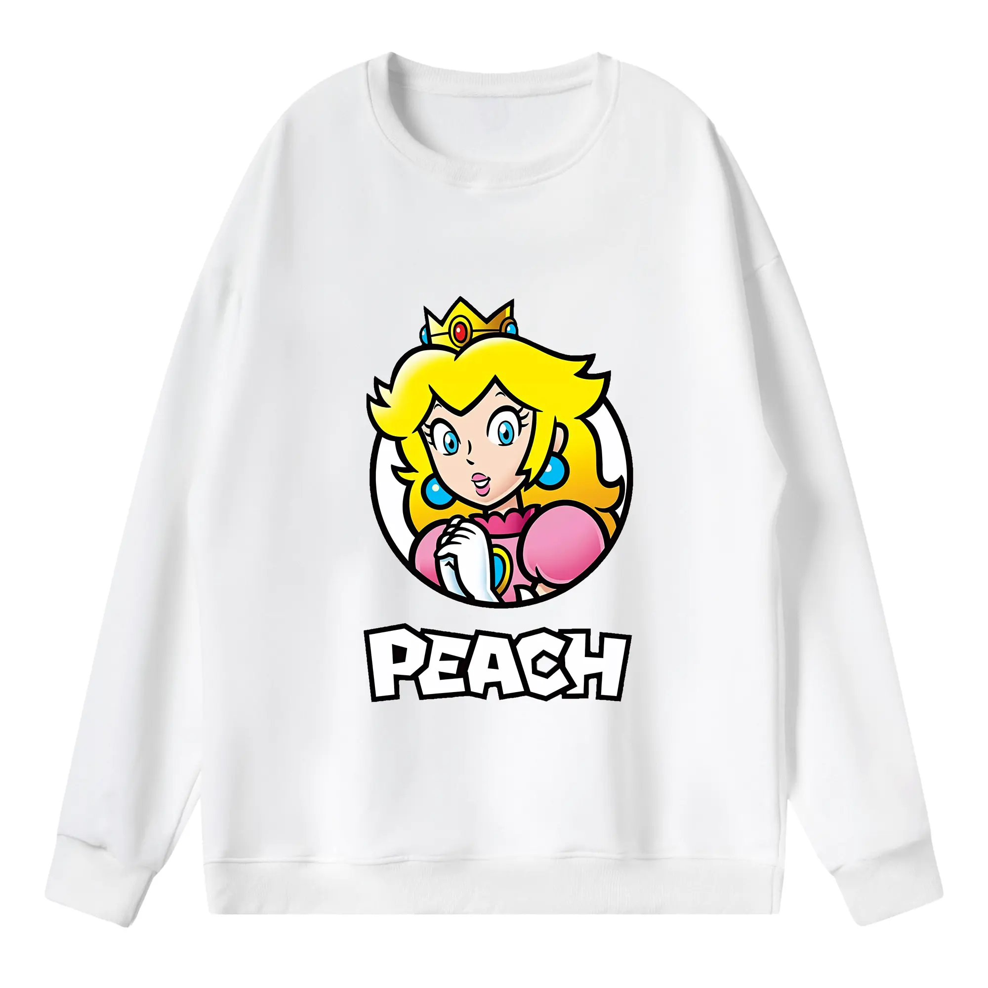 マリオ グッズ ピーチ姫 - 薄手 クルーネック スウェット 裏毛260g · ポリエステル 春秋向け カジュアル 男女兼用 · トレーナー デイリー スポーツ 散歩に最適