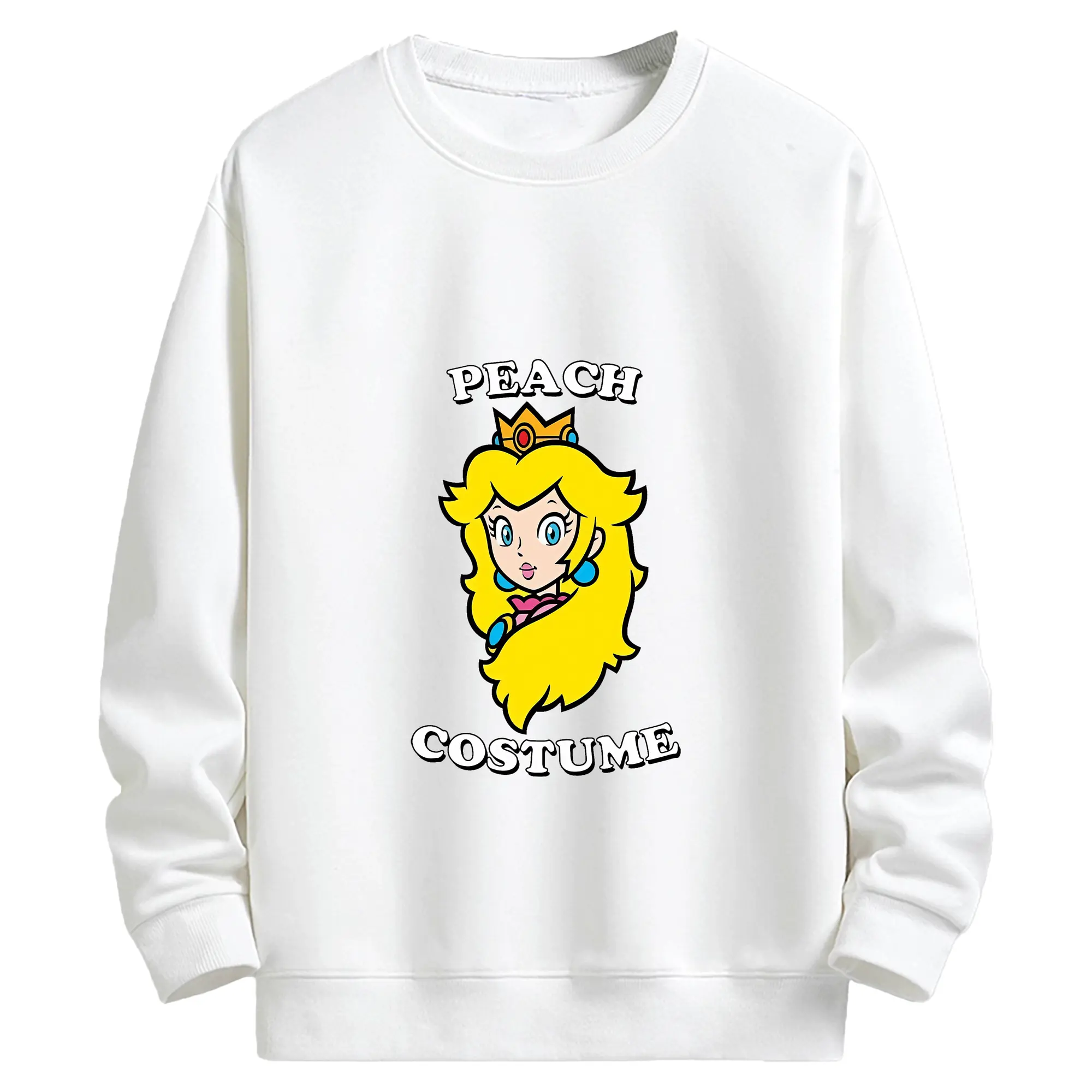 マリオ グッズ ピーチ姫 - キッズ クルーネックスウェットシャツ ・ フロントプリント ・ 綿80％ ポリエステル20％ ・ 快適 通学 スポーツ 日常使い お散歩用