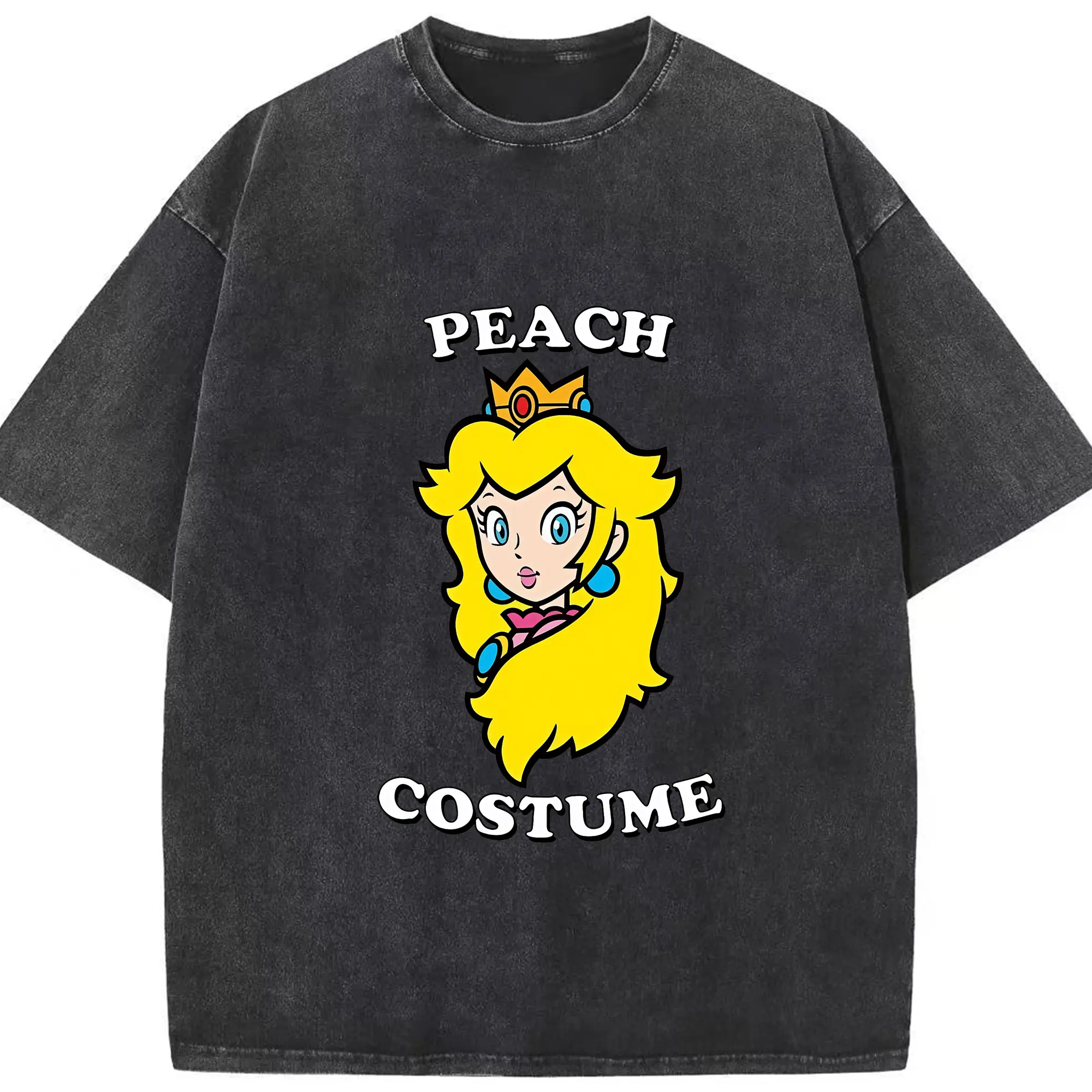 マリオ グッズ ピーチ姫 - 綿100％ ヴィンテージ風 半袖Tシャツ ・ フロントプリント ・ 柔らか肌触り ・ 通気性 快適 ・ スポーツ カジュアル 外出用