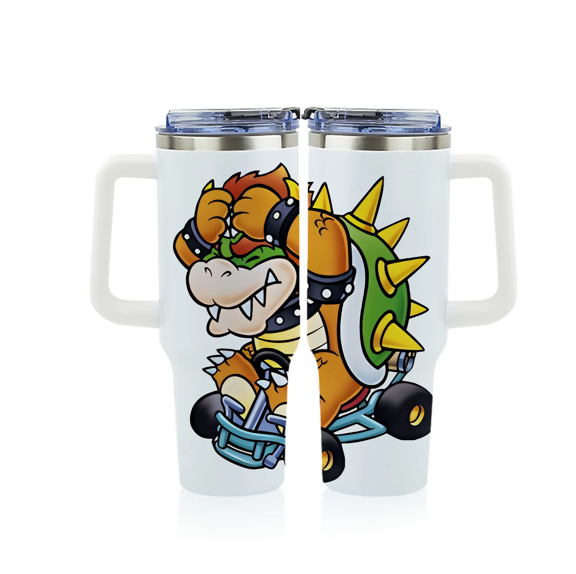 マリオ グッズ クッパ - 1200mL フルプリント車用タンブラー ・ 304ステンレス 内側 ・ 201ステンレス 外側 ・ 保温 保冷 ・ 通勤 ドライブ アウトドア用