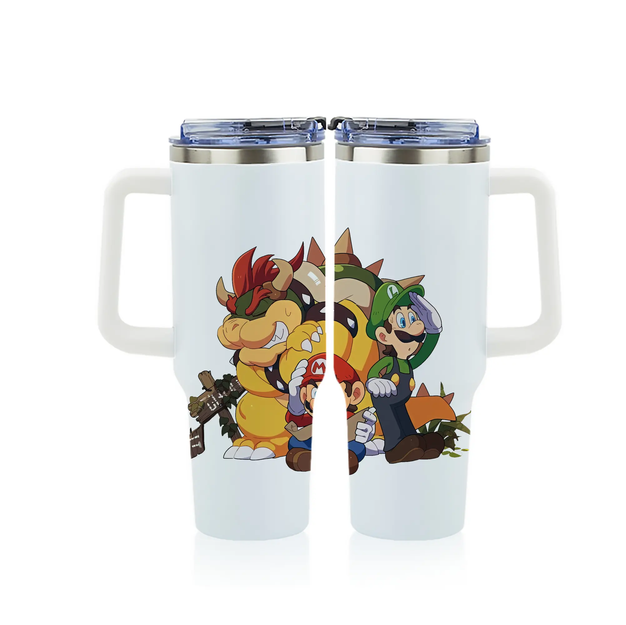 マリオ グッズ クッパ - 1200mL フルプリント車用タンブラー ・ 304ステンレス 内側 ・ 201ステンレス 外側 ・ 保温 保冷 ・ 通勤 ドライブ アウトドア用