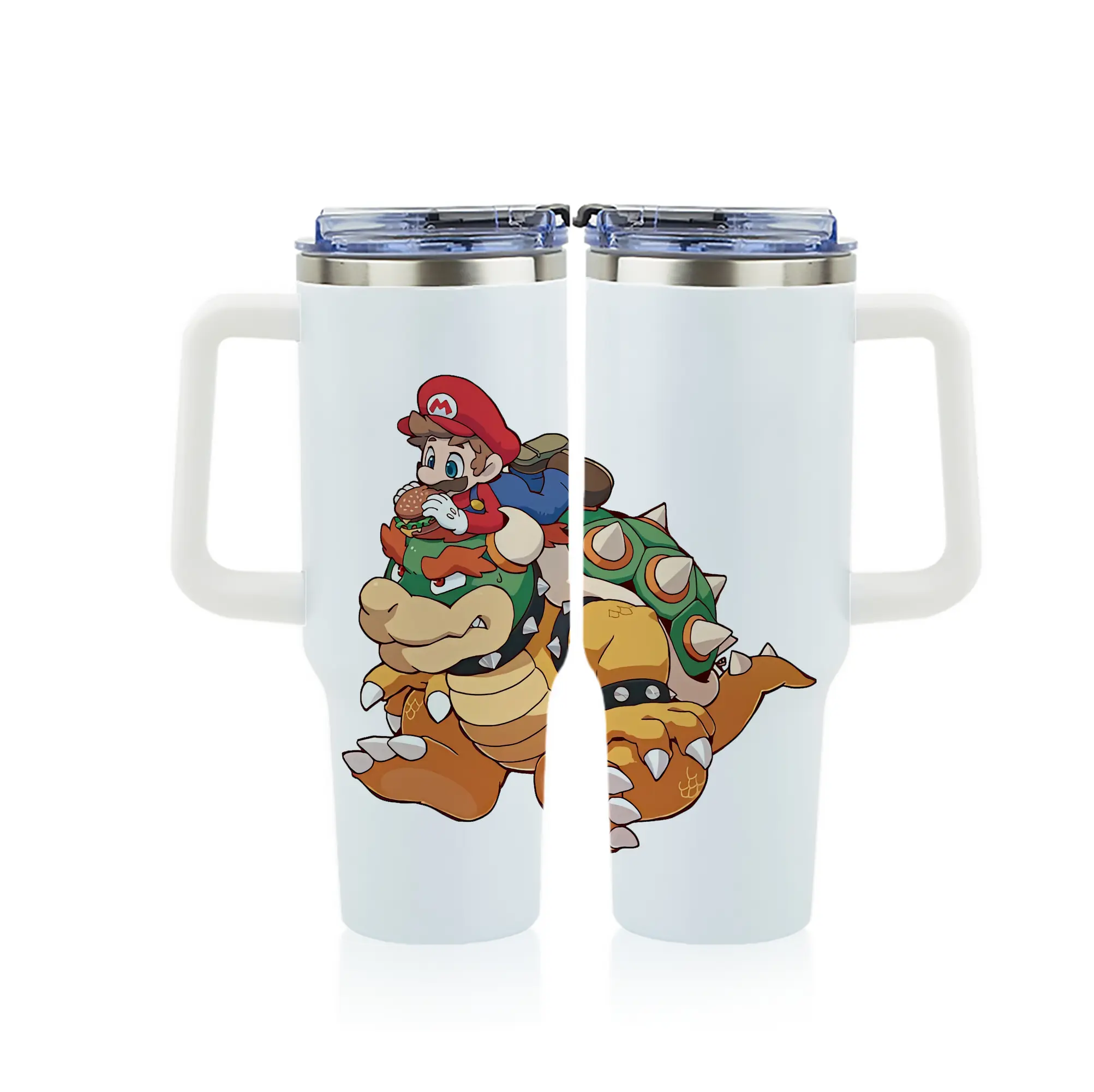 マリオ グッズ クッパ - 1200mL フルプリント車用タンブラー ・ 304ステンレス 内側 ・ 201ステンレス 外側 ・ 保温 保冷 ・ 通勤 ドライブ アウトドア用