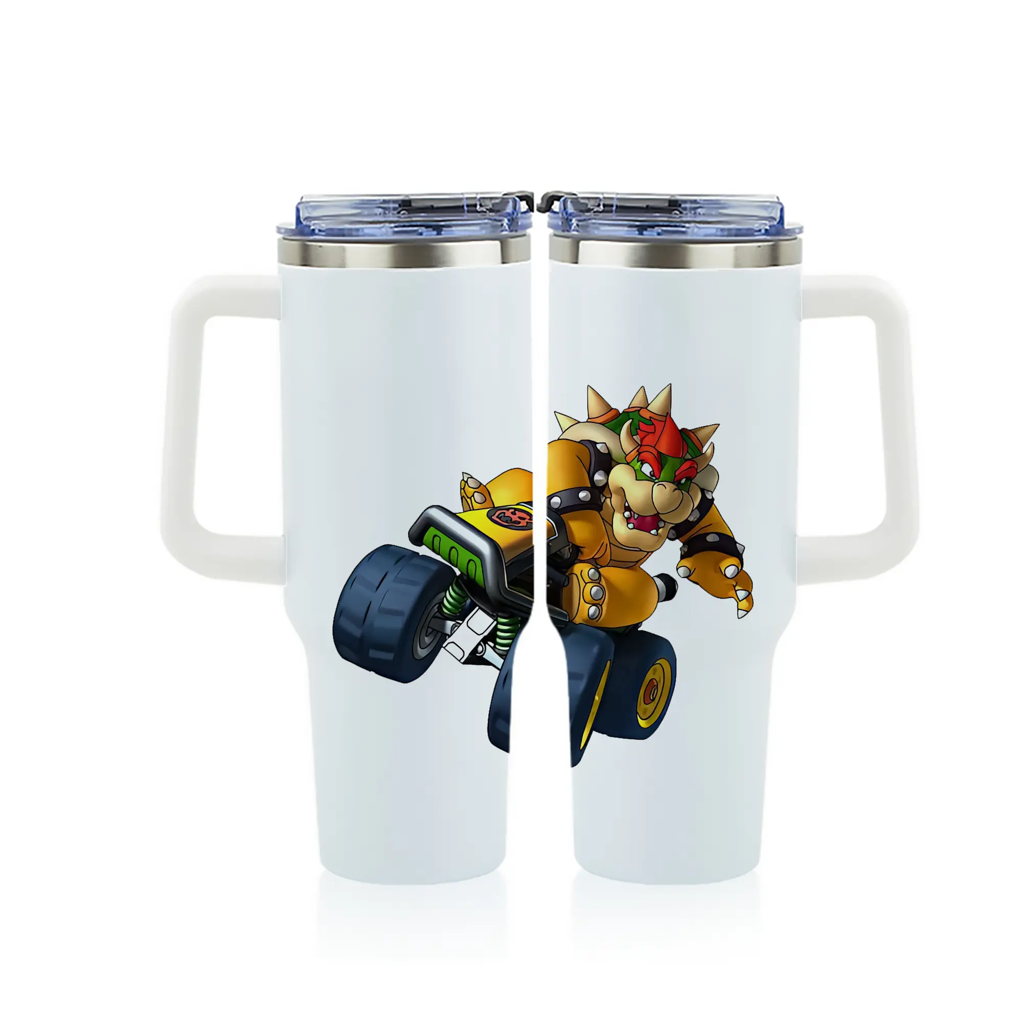 マリオ グッズ クッパ - 1200mL フルプリント車用タンブラー ・ 304ステンレス 内側 ・ 201ステンレス 外側 ・ 保温 保冷 ・ 通勤 ドライブ アウトドア用