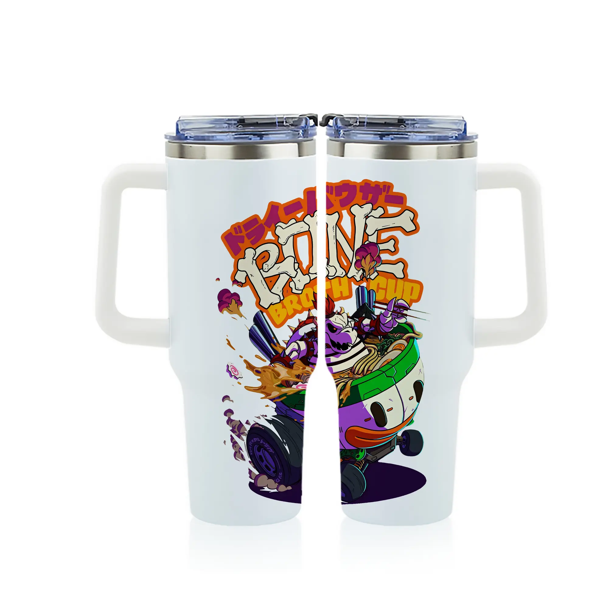 マリオ グッズ クッパ - 1200mL フルプリント車用タンブラー ・ 304ステンレス 内側 ・ 201ステンレス 外側 ・ 保温 保冷 ・ 通勤 ドライブ アウトドア用