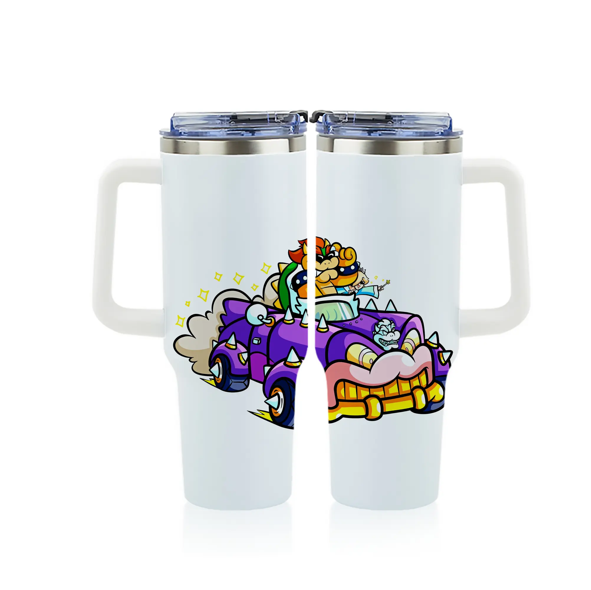 マリオ グッズ クッパ - 1200mL フルプリント車用タンブラー ・ 304ステンレス 内側 ・ 201ステンレス 外側 ・ 保温 保冷 ・ 通勤 ドライブ アウトドア用