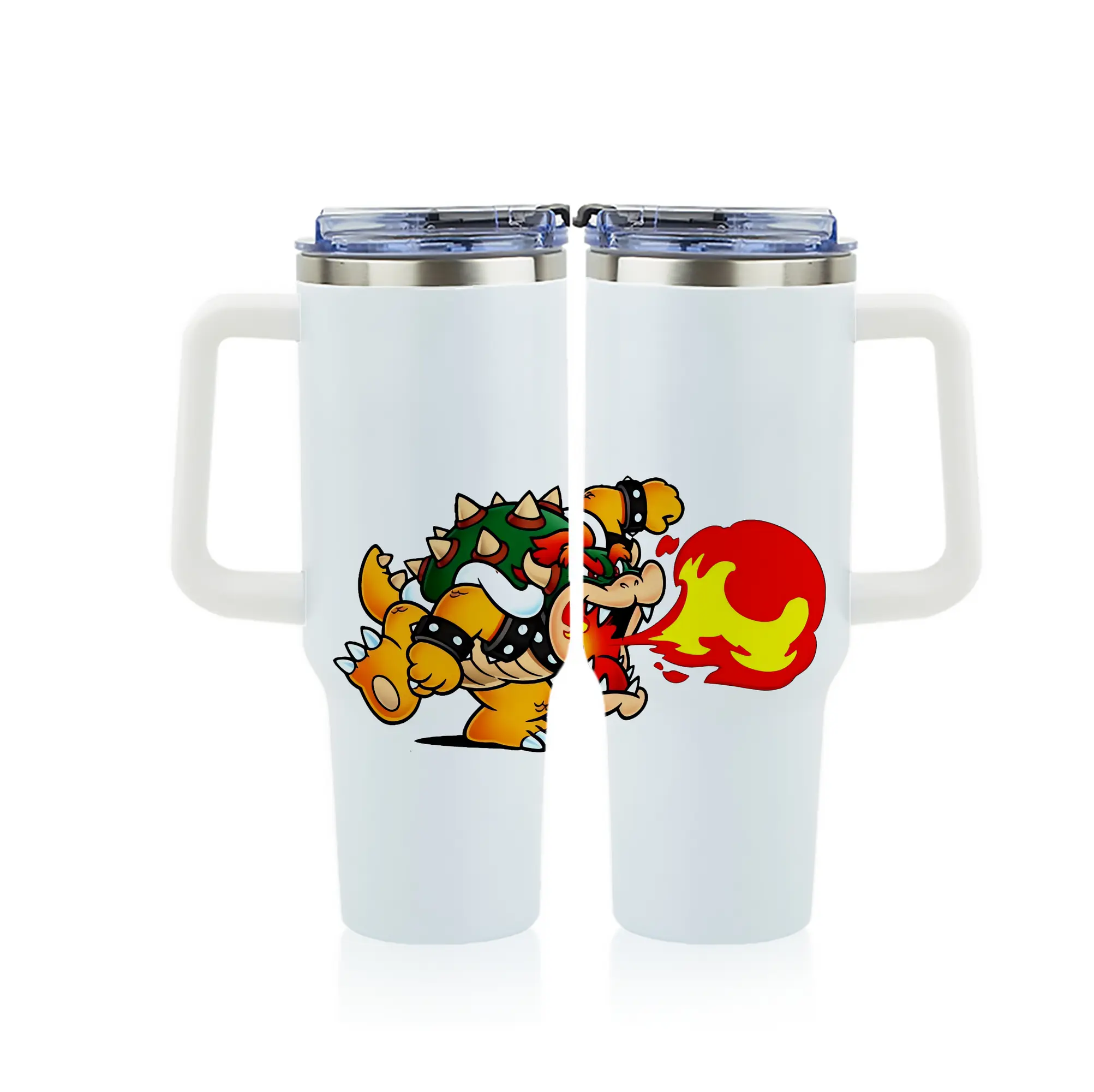 マリオ グッズ クッパ - 1200mL フルプリント車用タンブラー ・ 304ステンレス 内側 ・ 201ステンレス 外側 ・ 保温 保冷 ・ 通勤 ドライブ アウトドア用