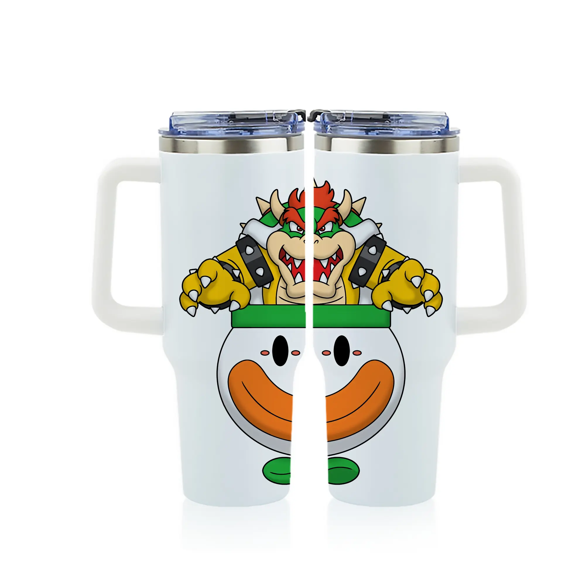 マリオ グッズ クッパ - 1200mL フルプリント車用タンブラー ・ 304ステンレス 内側 ・ 201ステンレス 外側 ・ 保温 保冷 ・ 通勤 ドライブ アウトドア用