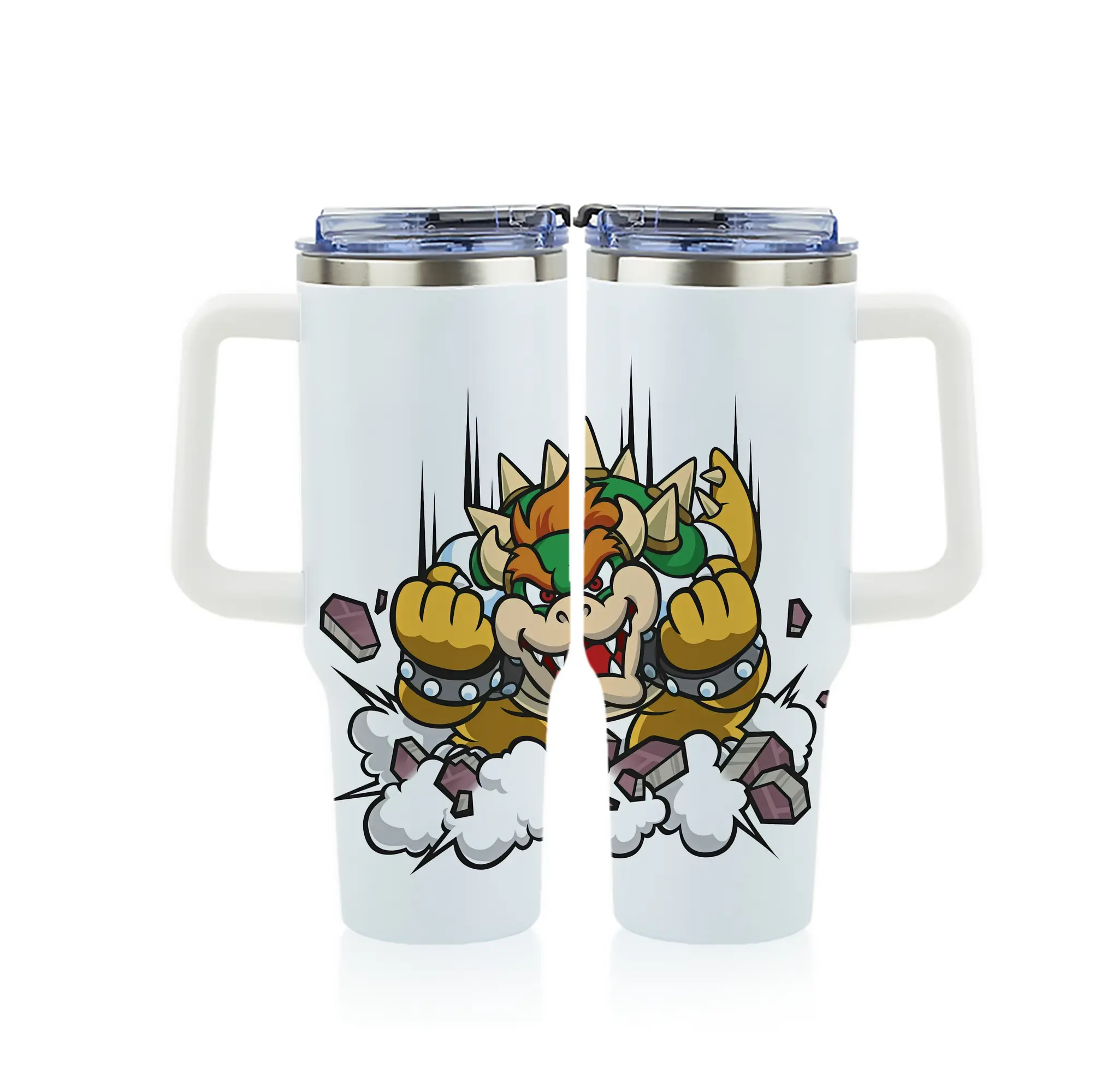 マリオ グッズ クッパ - 1200mL フルプリント車用タンブラー ・ 304ステンレス 内側 ・ 201ステンレス 外側 ・ 保温 保冷 ・ 通勤 ドライブ アウトドア用