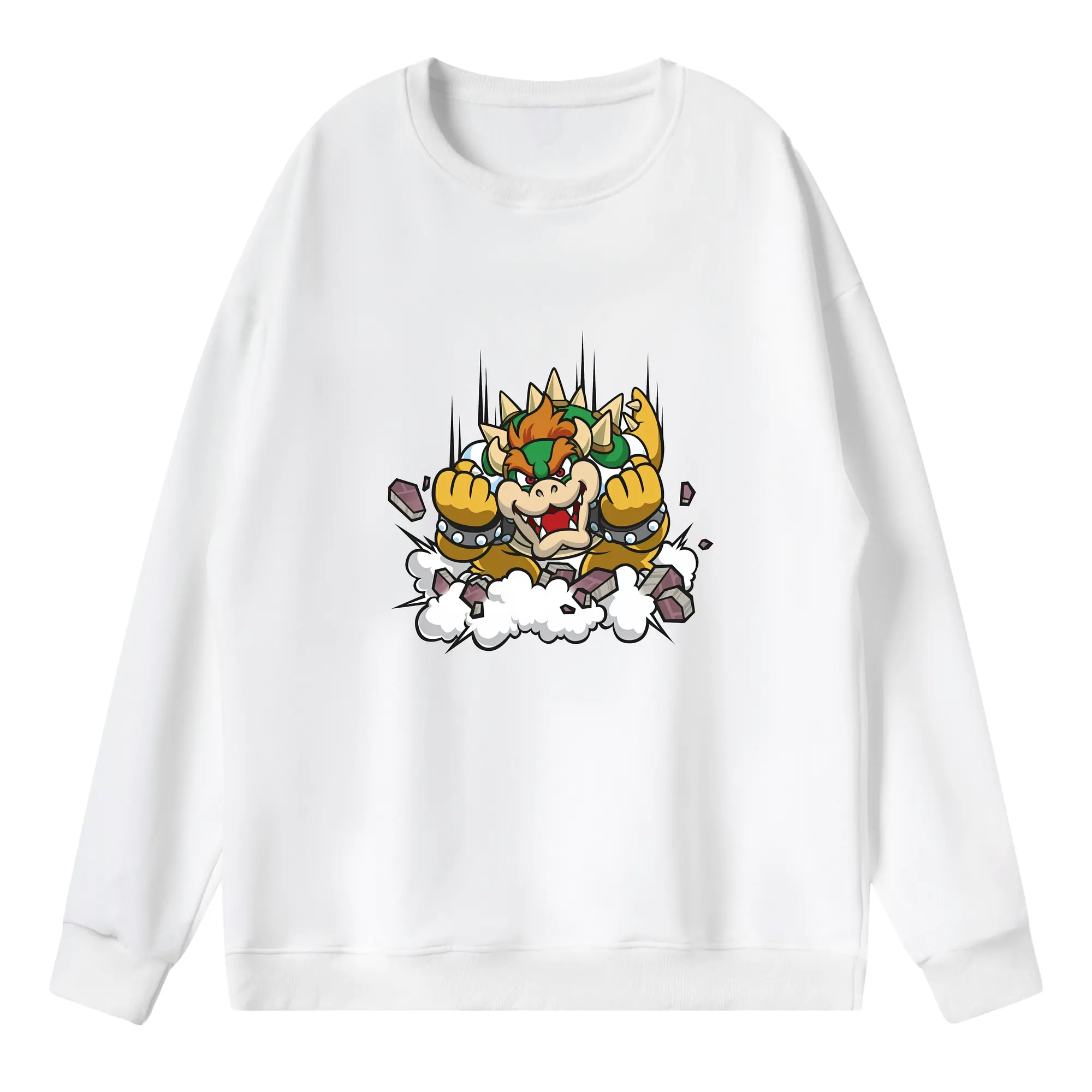 マリオ グッズ クッパ - 薄手 クルーネック スウェット 裏毛260g · ポリエステル 春秋向け カジュアル 男女兼用 · トレーナー デイリー スポーツ 散歩に最適