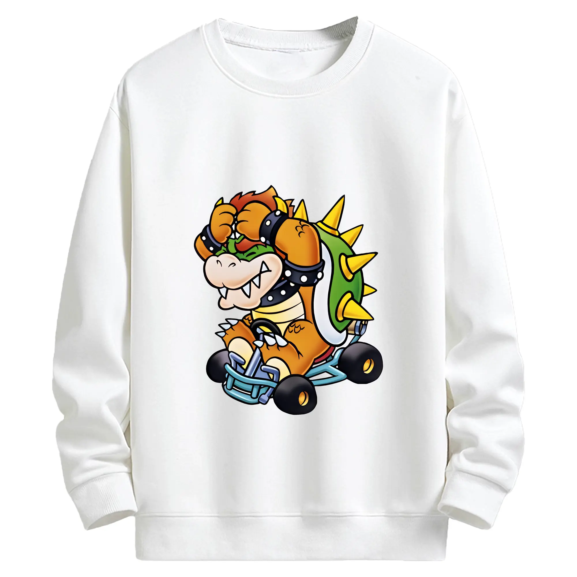 マリオ グッズ クッパ - キッズ クルーネックスウェットシャツ ・ フロントプリント ・ 綿80％ ポリエステル20％ ・ 快適 通学 スポーツ 日常使い お散歩用