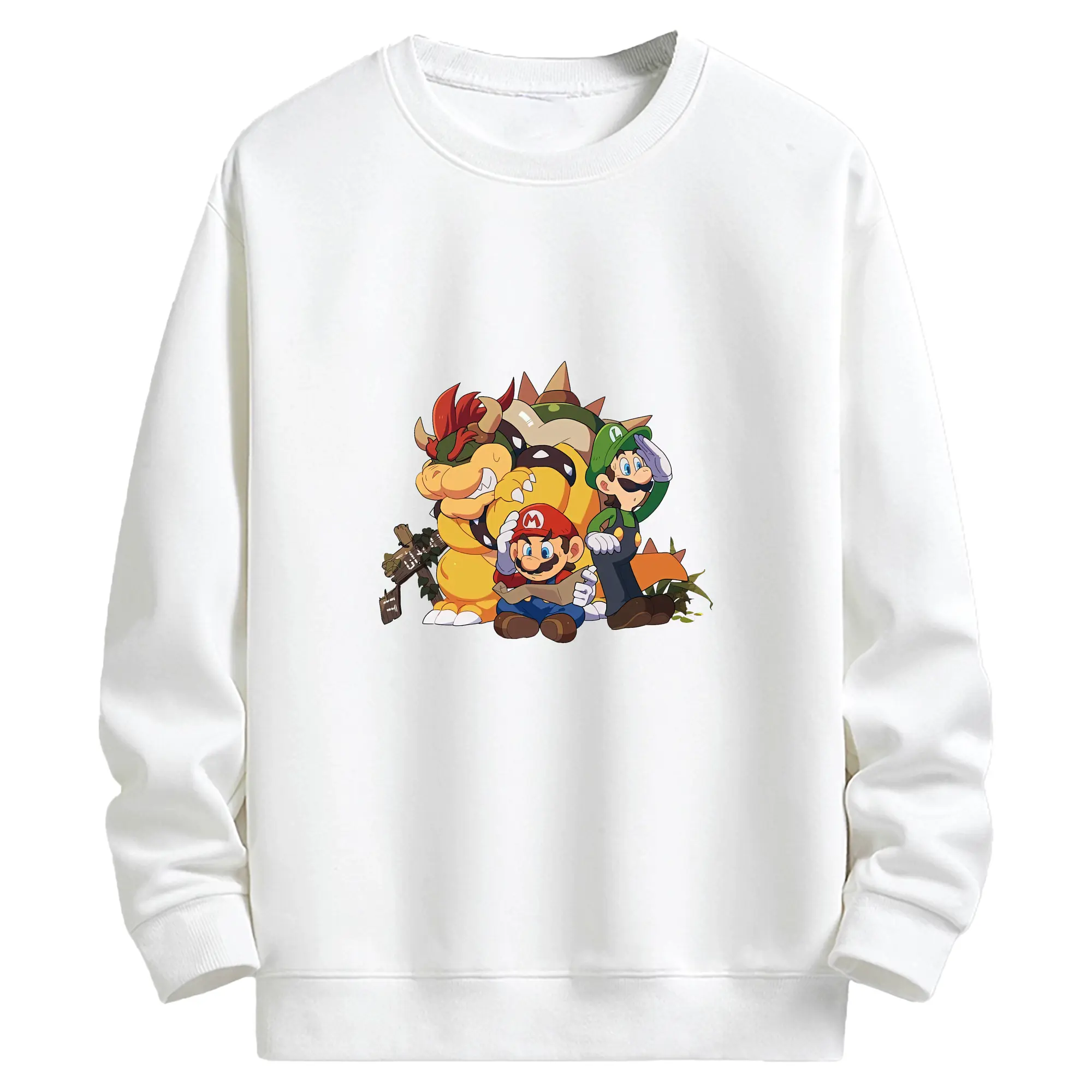 マリオ グッズ クッパ - キッズ クルーネックスウェットシャツ ・ フロントプリント ・ 綿80％ ポリエステル20％ ・ 快適 通学 スポーツ 日常使い お散歩用